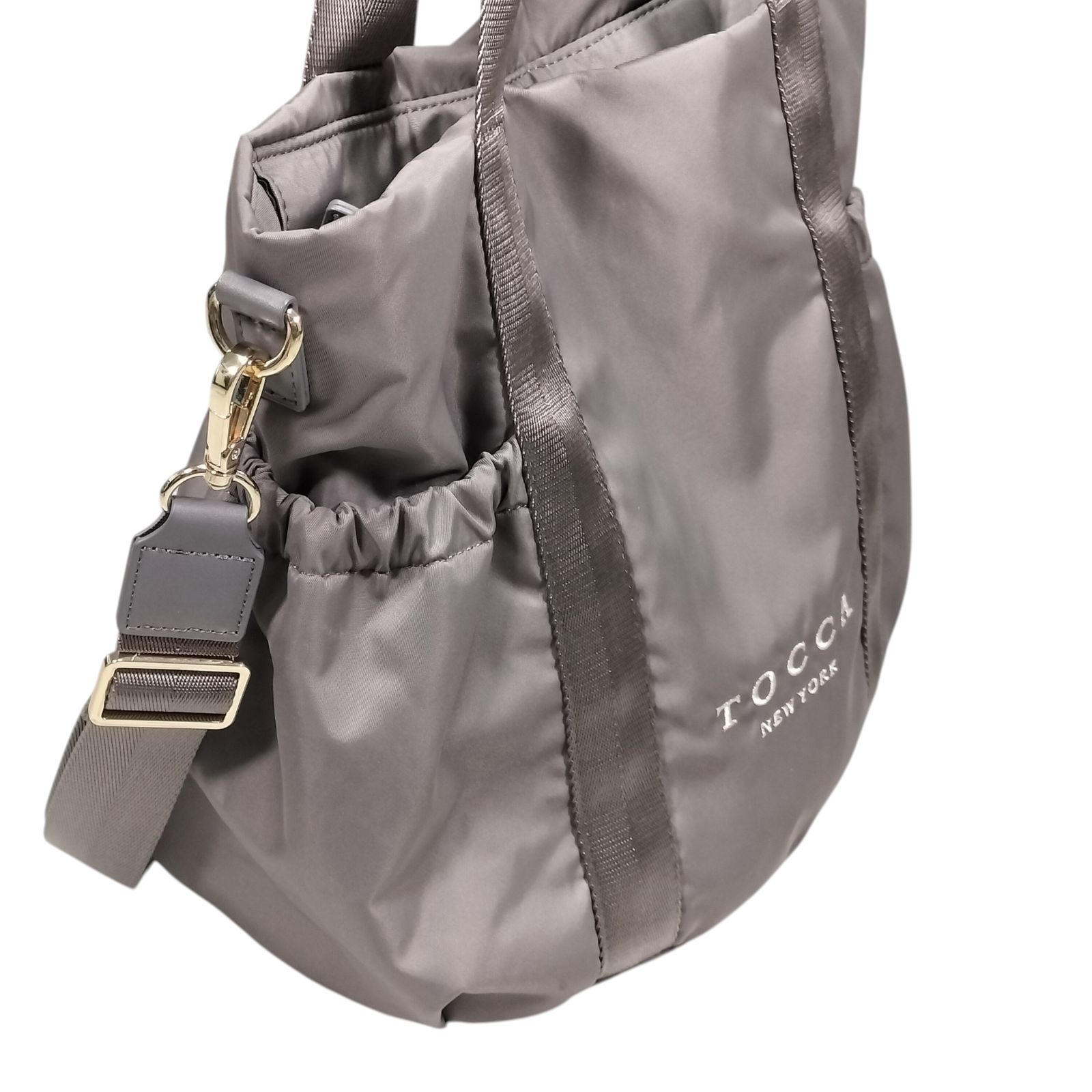 美品】TOCCA NEW YORK SANA SIDEPOCKET TOTE グレージュ グレー 2way 