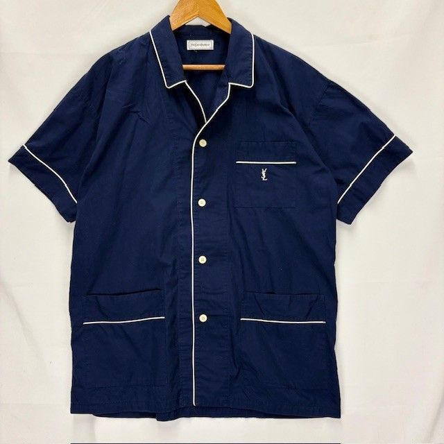 SAINT LAURENT 半袖シャツ Yves Saint Laurent Sleeping Shirt サイズⅬ パジャマシャツ 08050406