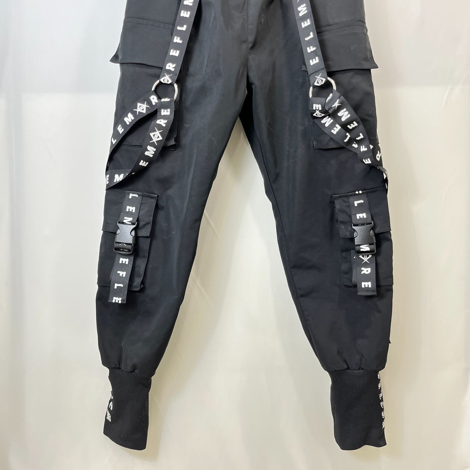 REFLEM レフレム パンツ ハーネス カーゴパンツ ロゴテープ ブラック 