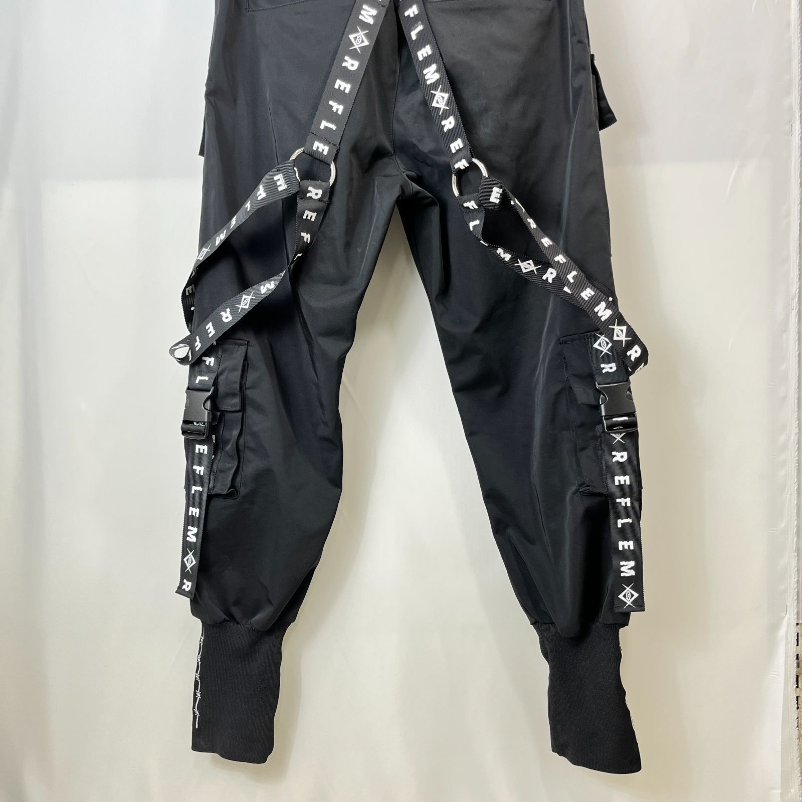 REFLEM レフレム パンツ ハーネス カーゴパンツ ロゴテープ ブラック