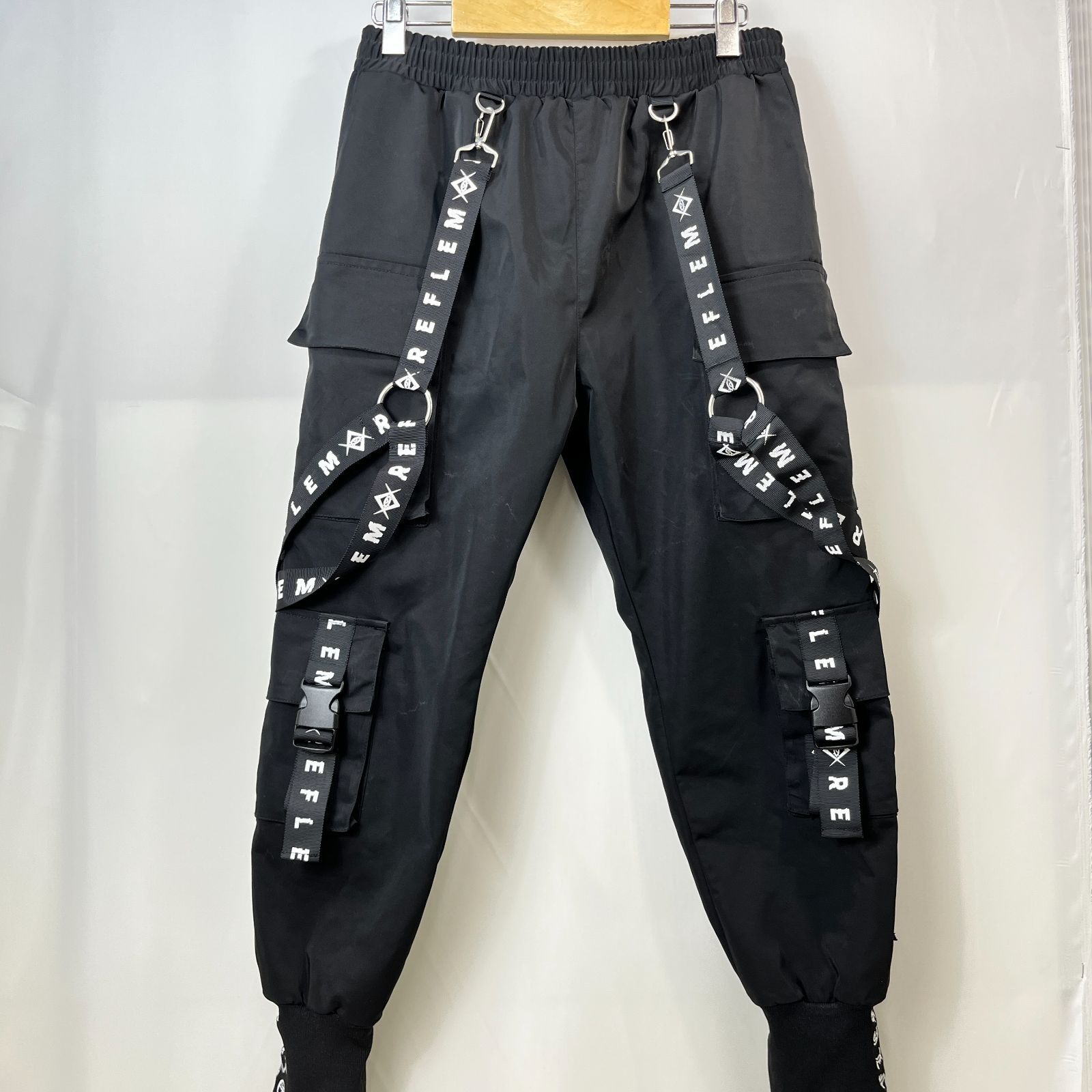 REFLEM レフレム パンツ ハーネス カーゴパンツ ロゴテープ ブラック