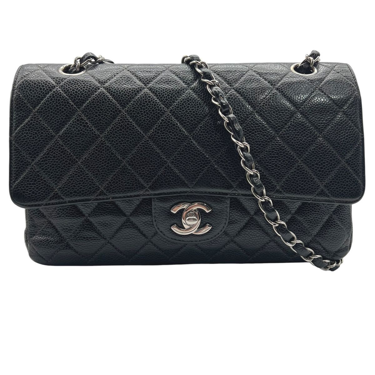 CHANEL シャネル 19番 A01112 黒 ｷｬﾋﾞｱ ｼﾙﾊﾞｰ金具 ﾀﾞﾌﾞﾙﾌﾗｯﾌﾟ ﾏﾄﾗｯｾ25 CHANEL - CHANEL シャネル 19番 A01112 黒 ｷｬﾋﾞｱ ｼﾙﾊﾞｰ金具 ﾀﾞﾌﾞﾙﾌﾗｯﾌﾟ