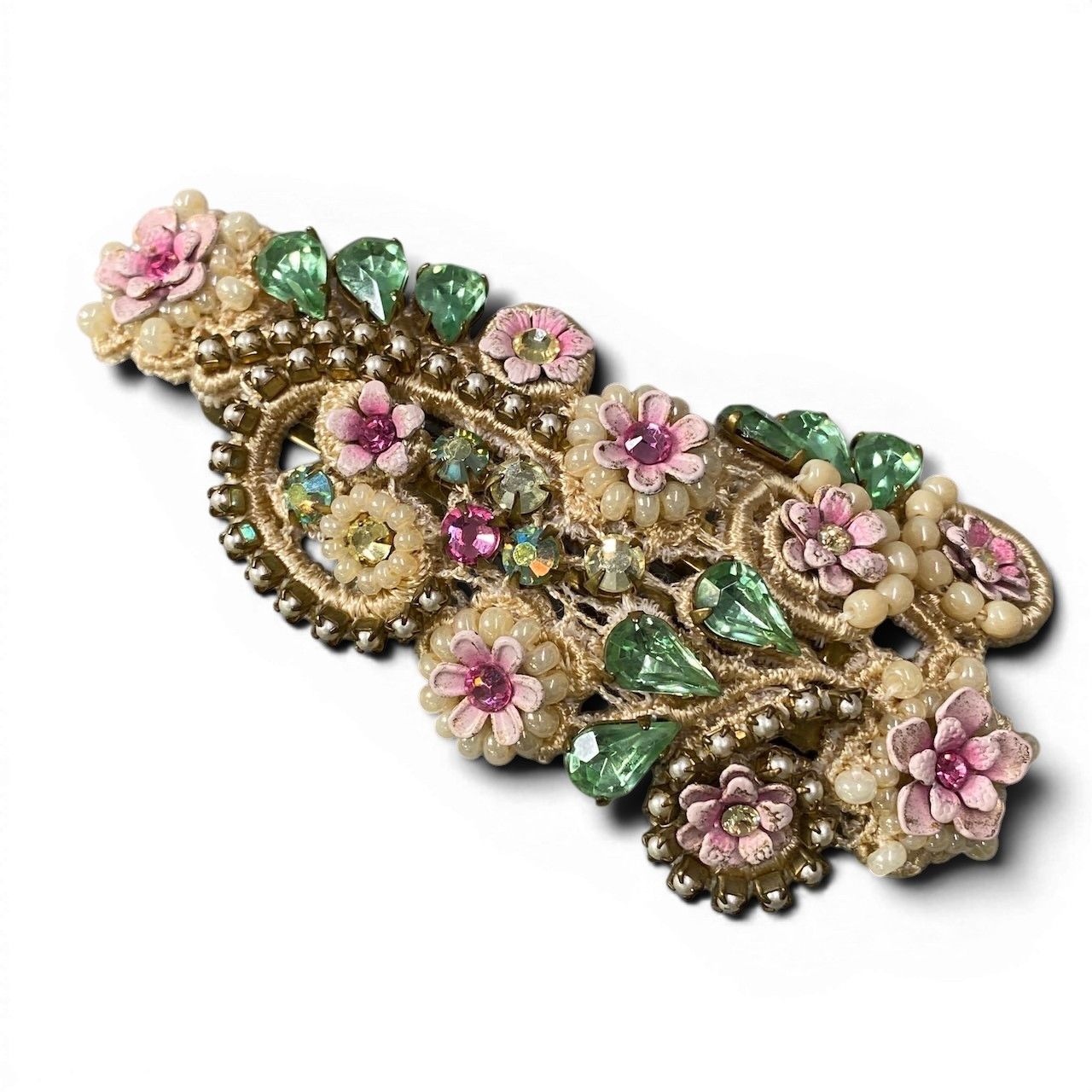 ミハエルネグリン　レースバレッタ　黒バラ髪飾り Michal Negrin Michal Negrin ミハエルネグリン リボンバレッタ アンテイーク