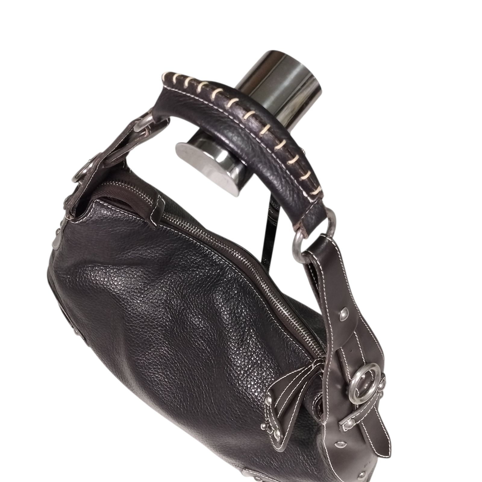 y2k【美品】FURLA フルラ スタッズ ワンショルダーバッグ ダーク 