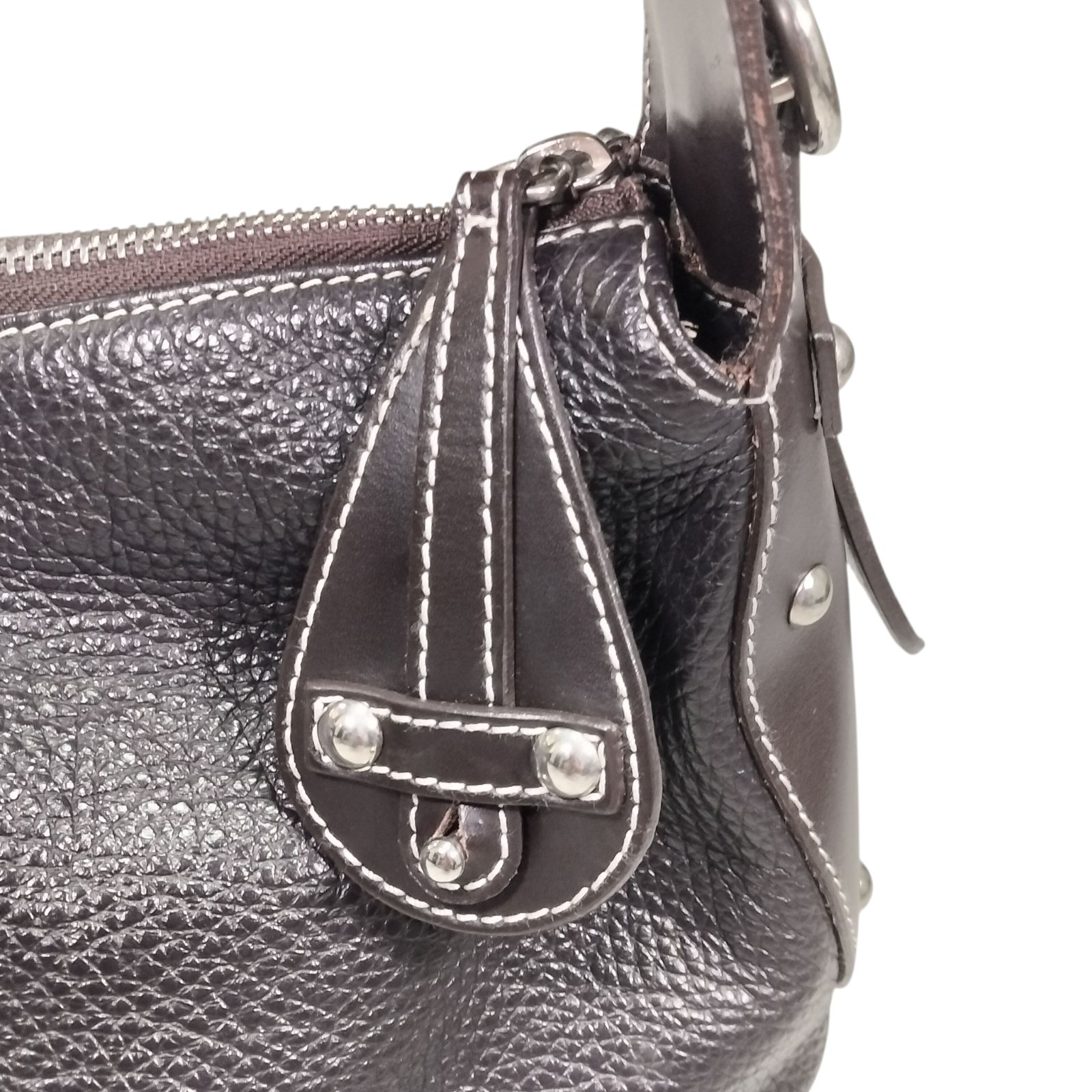 y2k【美品】FURLA フルラ スタッズ ワンショルダーバッグ ダーク 