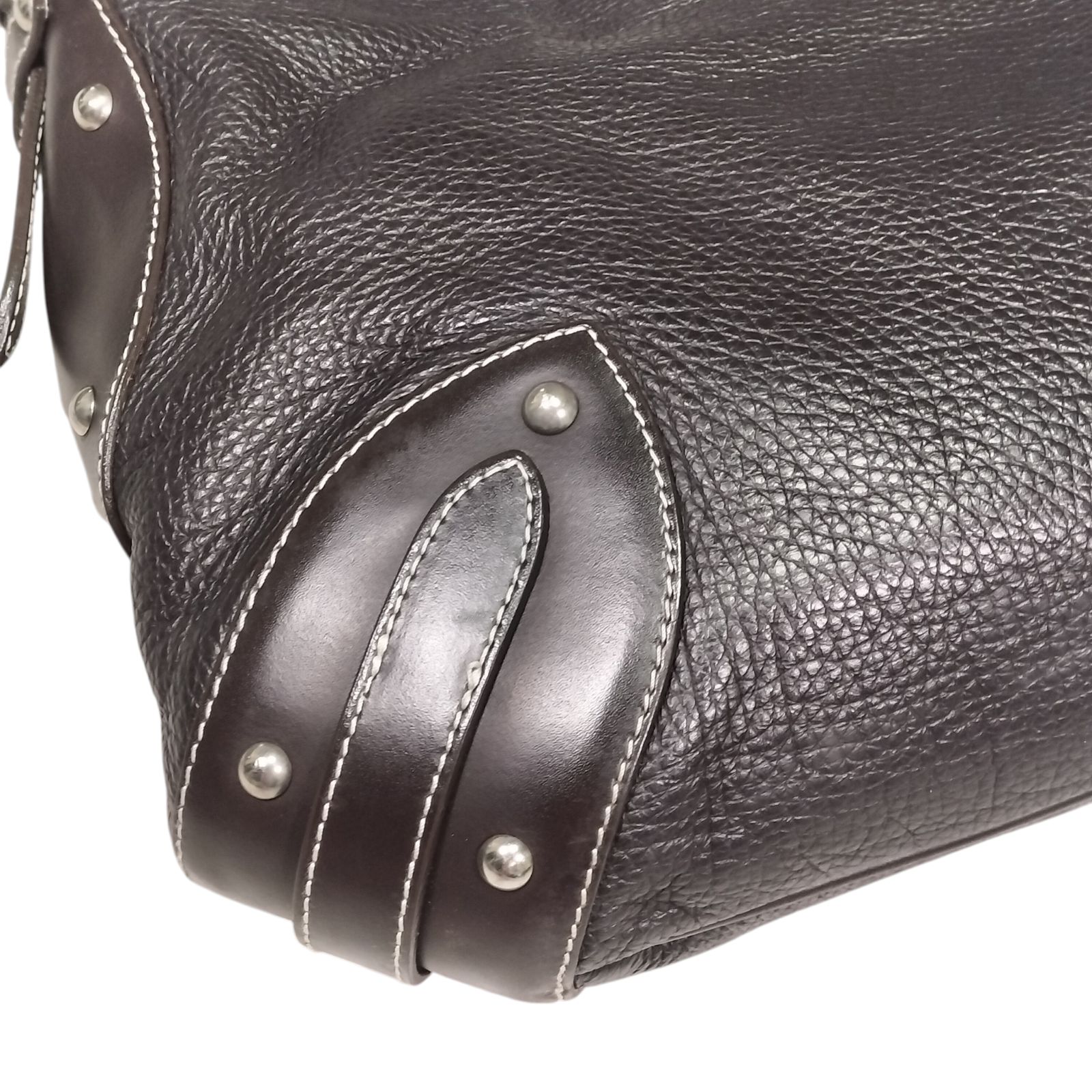 y2k【美品】FURLA フルラ スタッズ ワンショルダーバッグ ダーク 