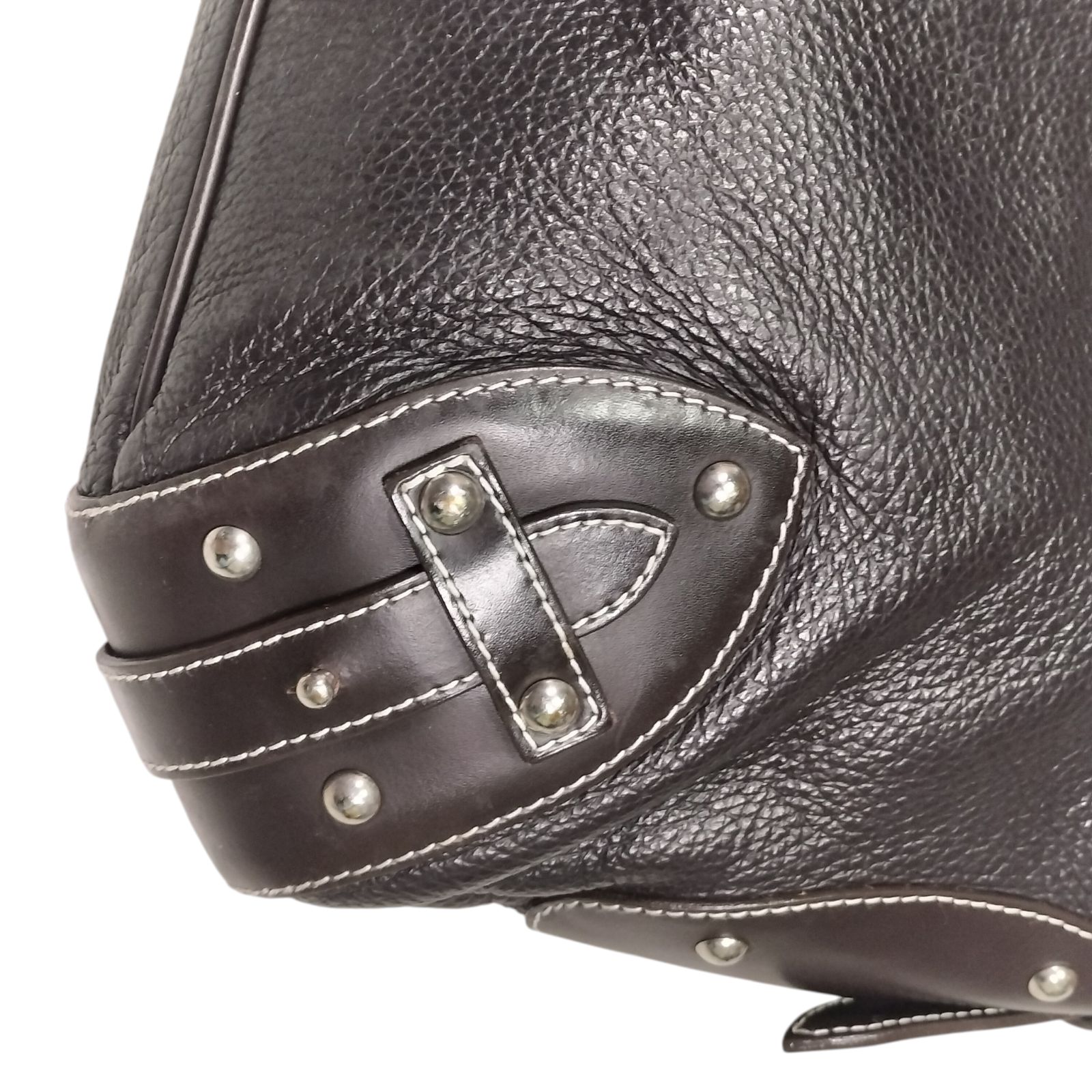 y2k【美品】FURLA フルラ スタッズ ワンショルダーバッグ ダーク 