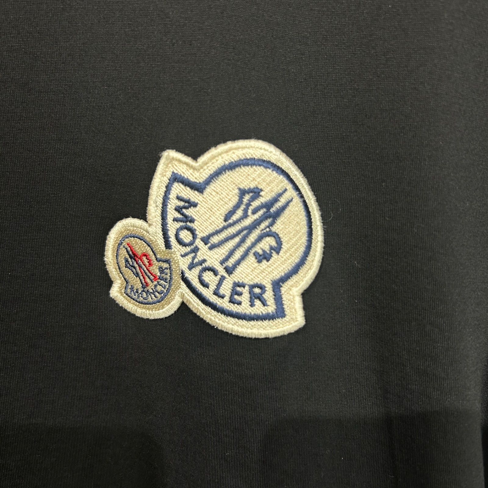 美品】 MONCLER モンクレールダブルワッペン半袖Tシャツ黒XL 