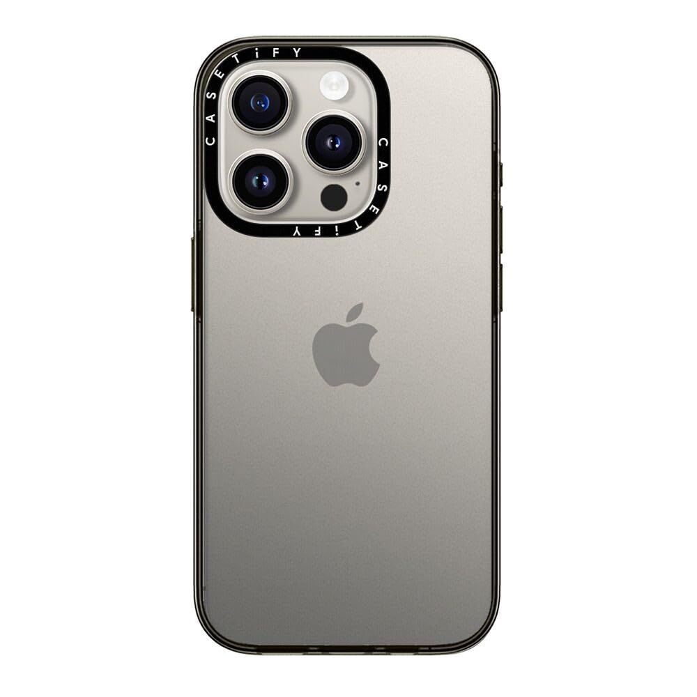 CASETiFY コンパクト iPhone 15 Pro ケース [軽量/MIL規格準拠 (2x MIL-STD-810G) / ワイヤレス充電に対応] - クリア ブラック
