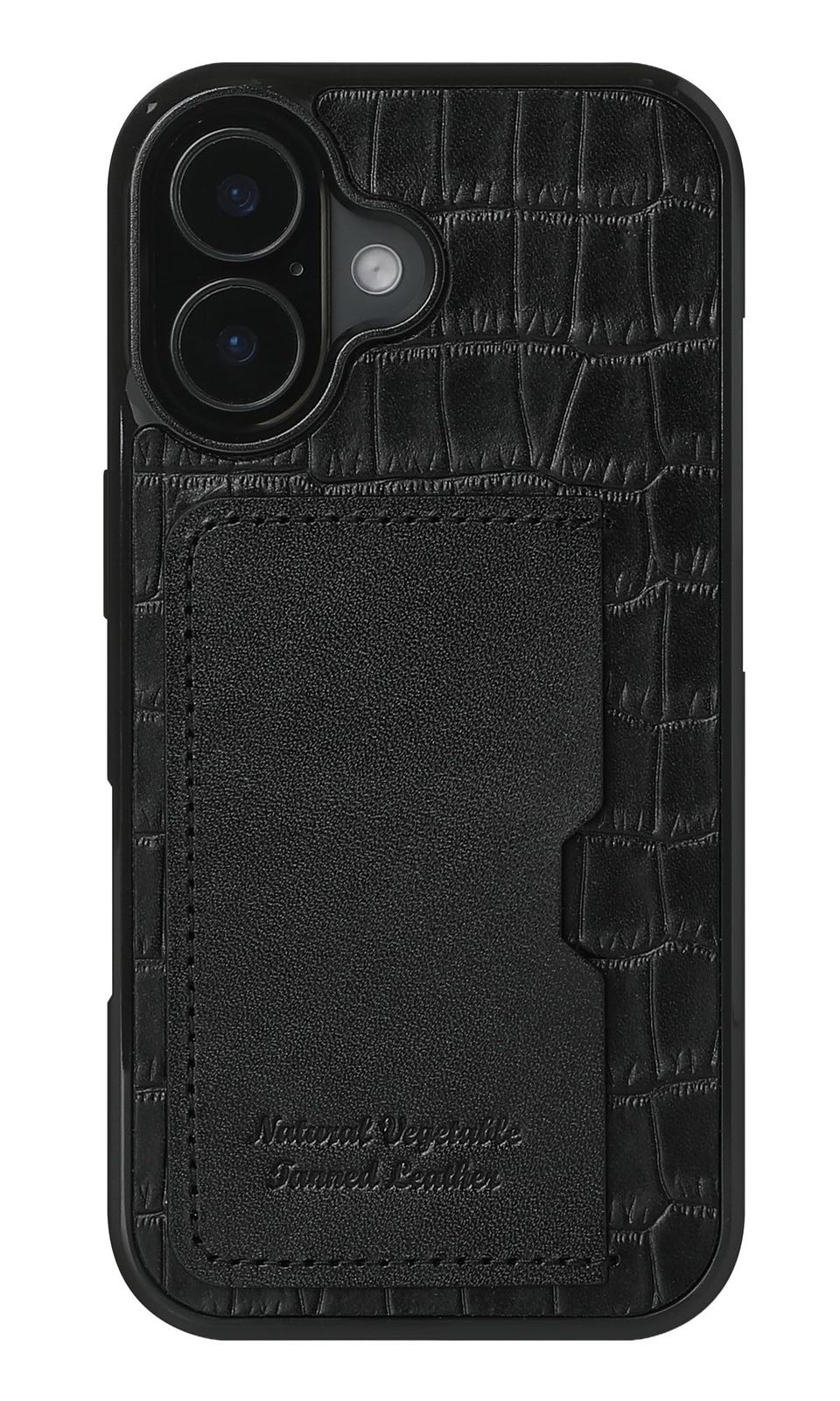 栃木レザー 本革 スマホケース iPhone 17 互換性 対応ケース カード入れ クロコダイル クロコ型押し グリップ 落下防止 (ブラック)