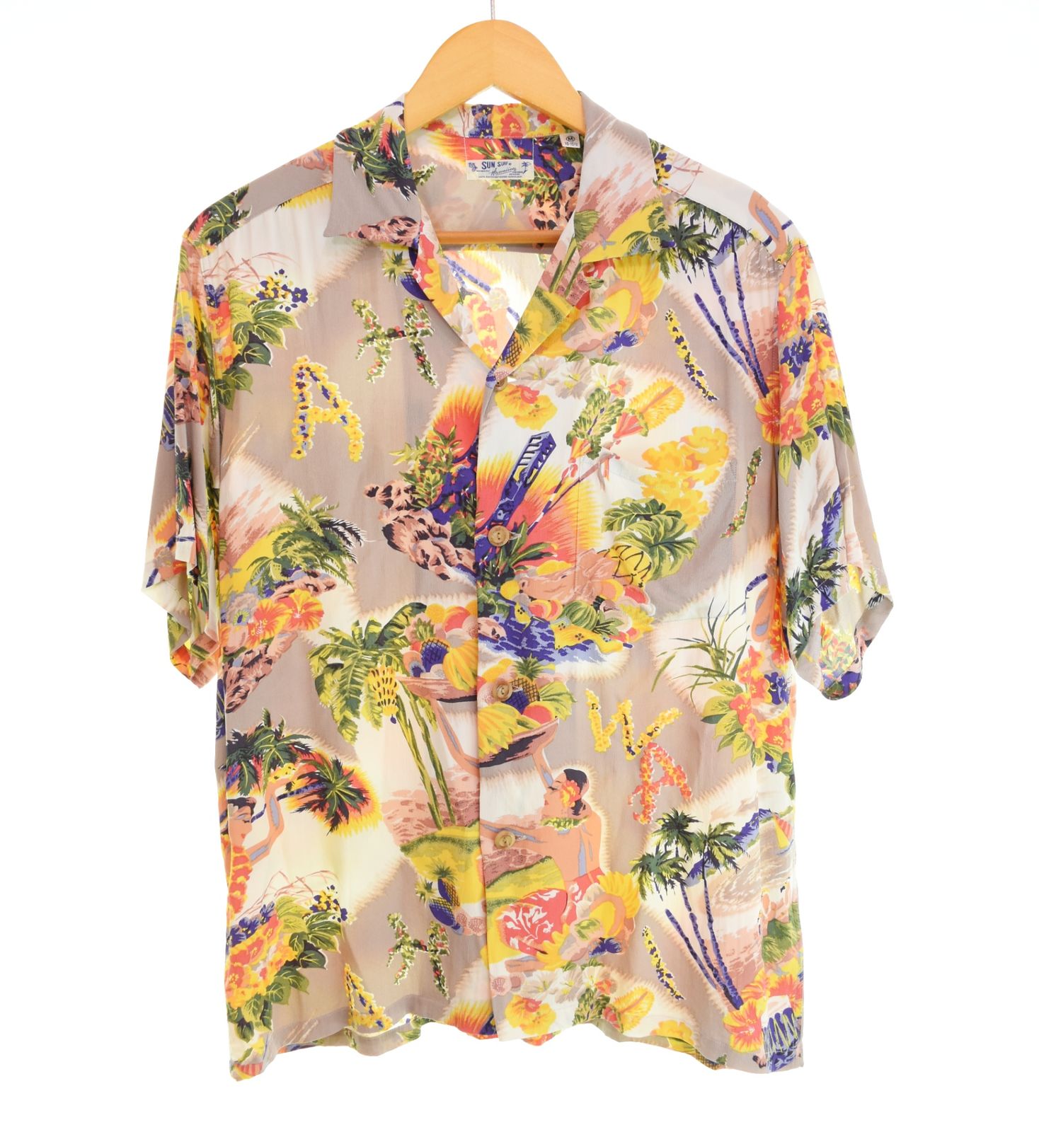 サンサーフ SUN SURF RAYON ALOHA SHIRTSフラガール 柄 レーヨン 
