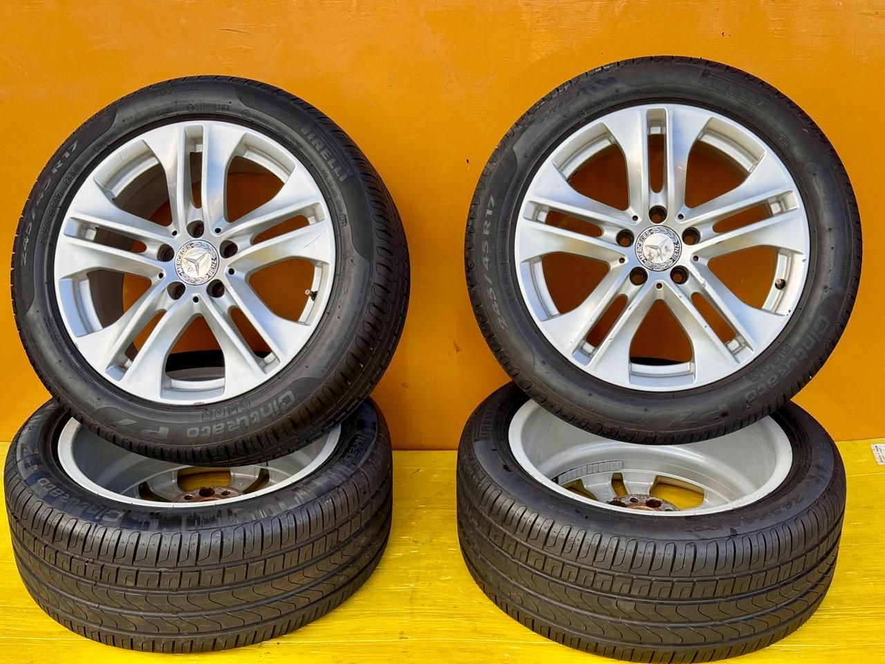 ZT-8615] 4本 5穴 MERCEDES BENZ アルミホイール ET48 日本製 8JX17 PIRELLI ピレリ タイヤ 245/45R17 99Y ★2019★ 溝 8.17ｍｍ
