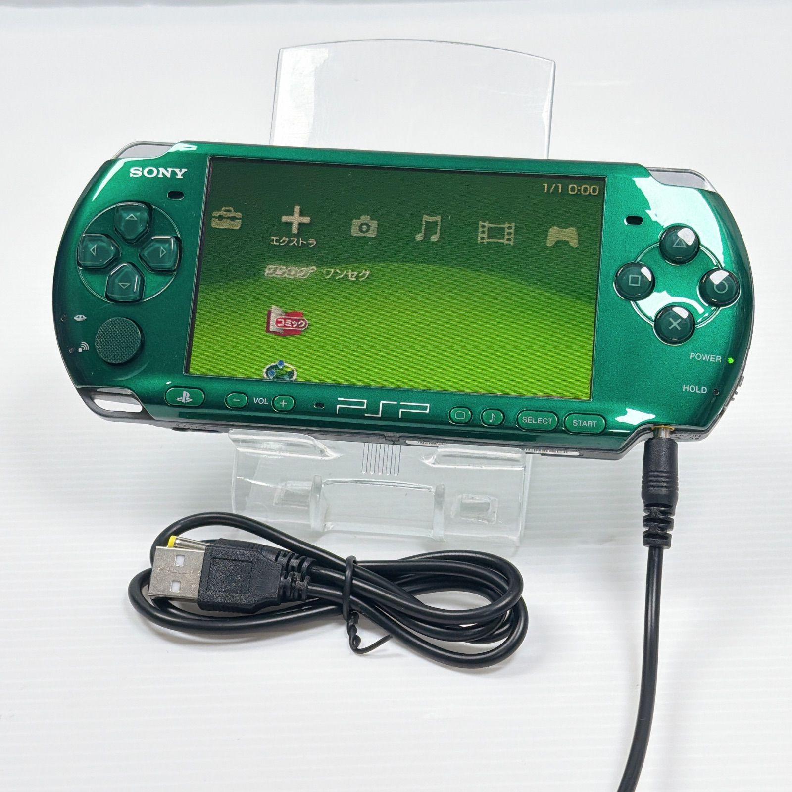 4-466 PSP-3000 スプリティッド グリーン SONY（ソニー） PSP 3000 スピリティッド・グリーン (PSP-3000SG) 本体
