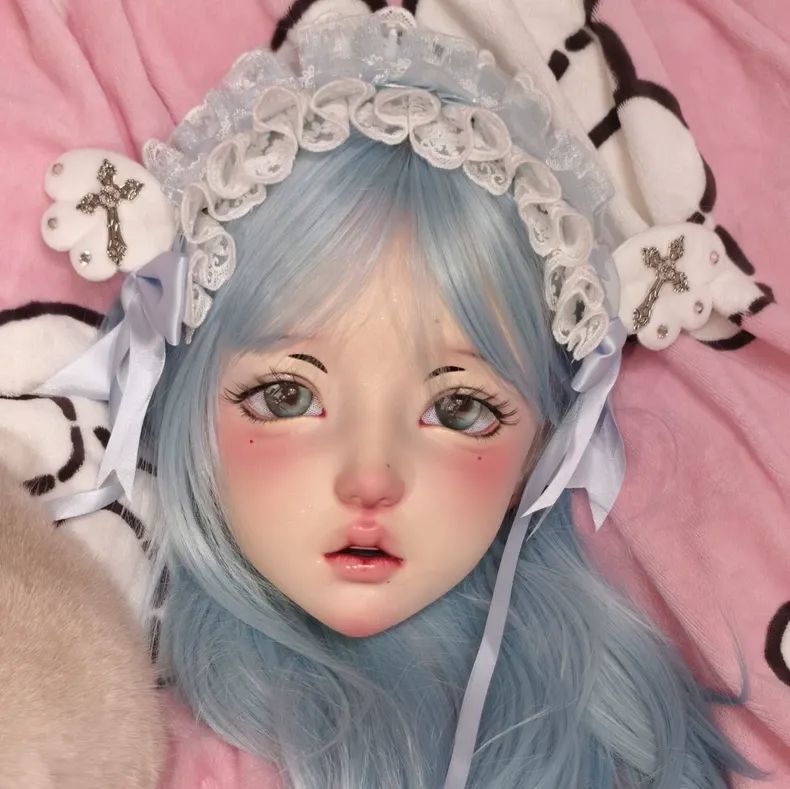 キグルミヘッド 着用可能 可愛い系 ドール風 コスプレ用 メイド風 ハンドメイド