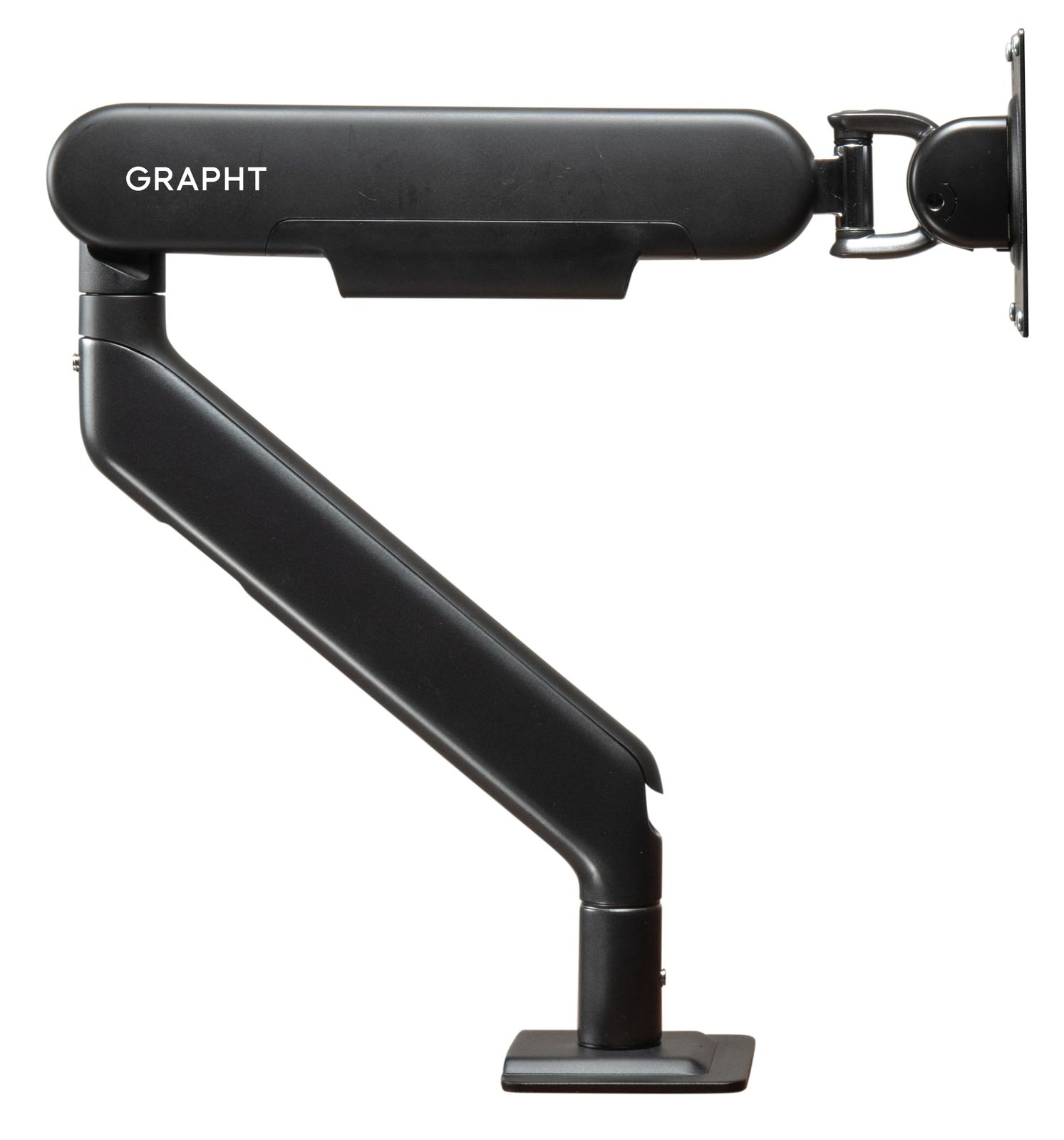 【美品】PC モニターアーム ブラック【クランプ式】【グロメット式】 GRAPHT モニターアーム 黒 34インチまで対応 日本メーカー 3年保証 耐