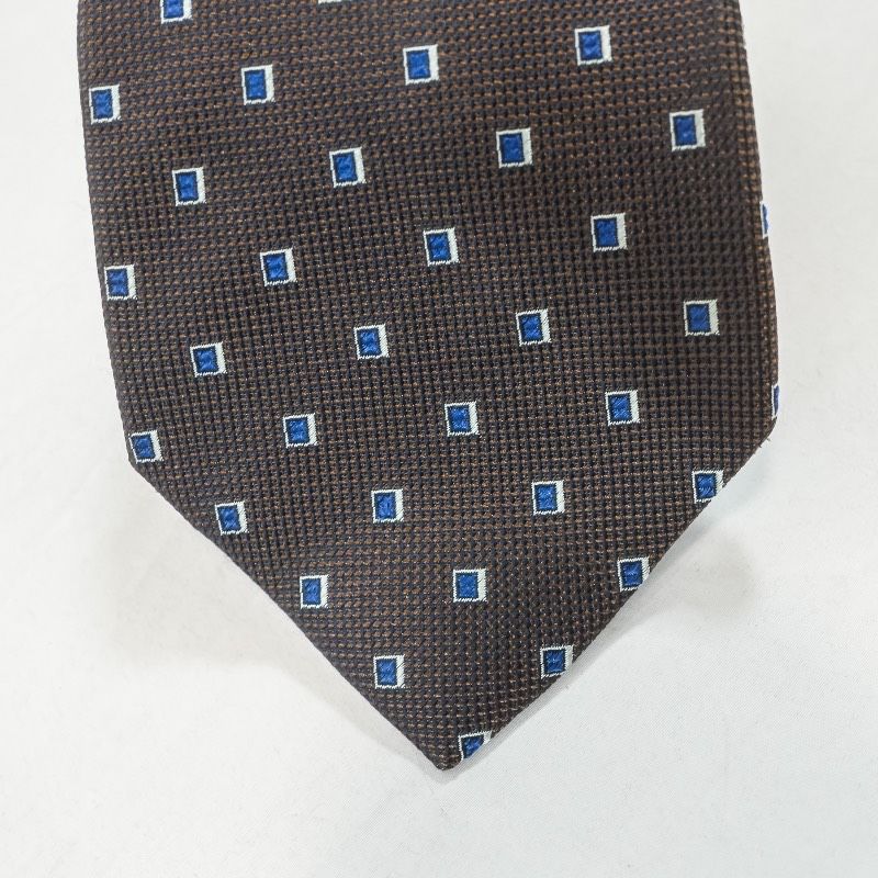 Ermenegildo Zegna ゼニア シルクネクタイ ブラウン系 スクエア小紋柄