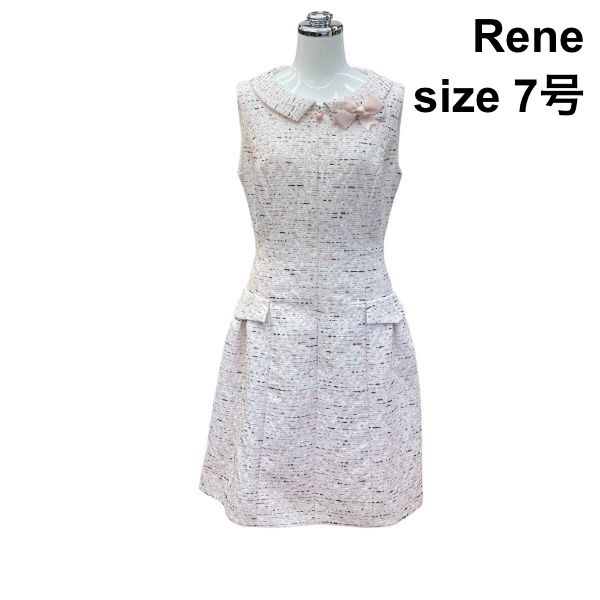□ ルネ Rene ワンピース 膝丈 ローカラー ノースリーブ フロント