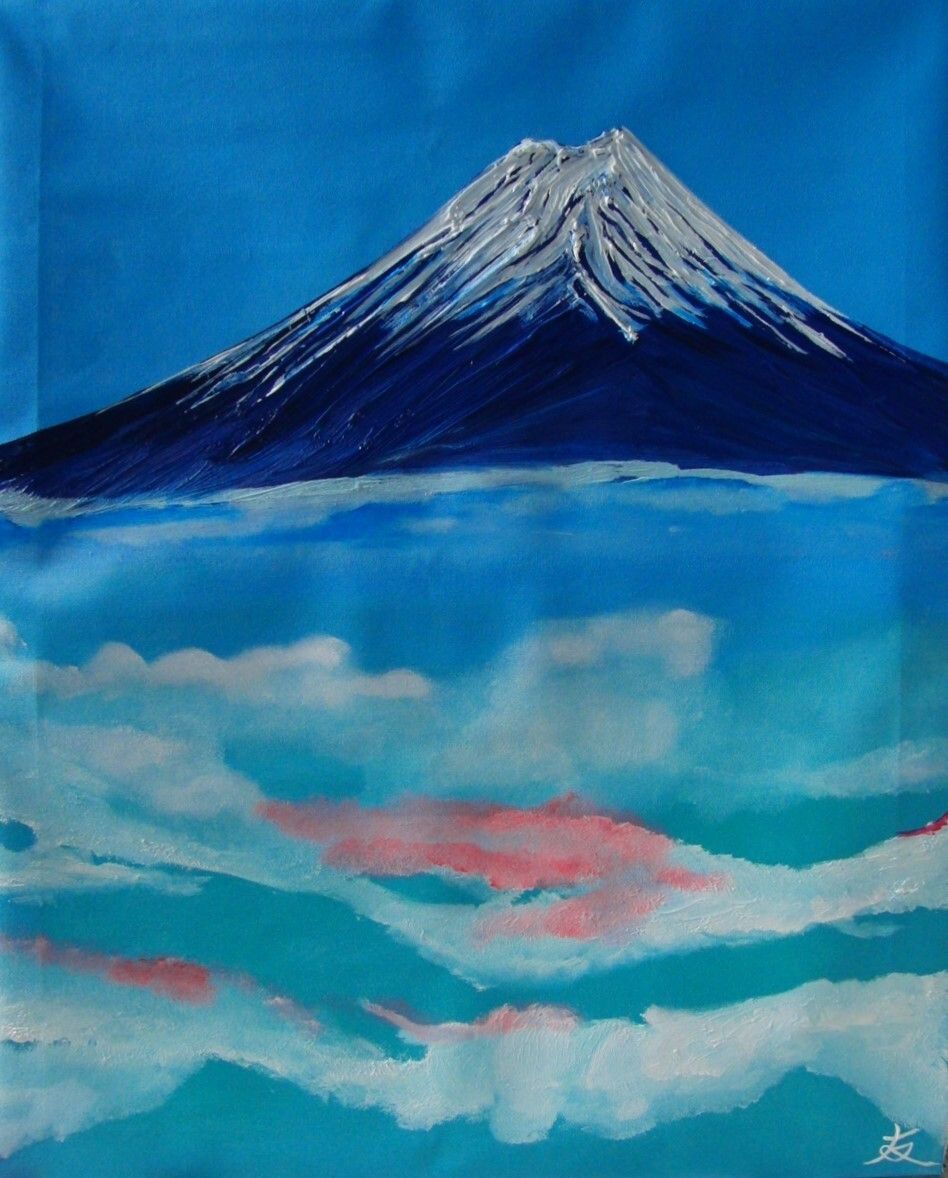≪国美協≫TOMOYUKI・友之、『富士山』、油彩画、F25号：80.3cm×66.2cm、一点物、新品高級油彩額付、直筆サイン・真作保証付