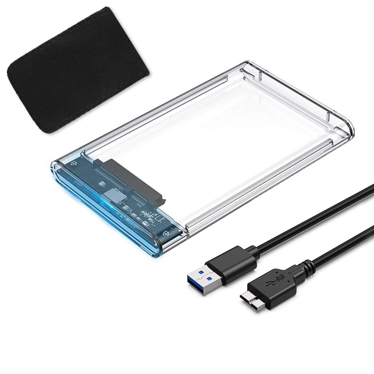 YFFSFDC USB3.0 2.5 inch HDD/SSD Case USB3.0 Connection SATA III External Hard Disk 5Gbps High Speed Data Transfer UASP Compatible Transparent Series Portable SSD Drive Case SATA USB Converter Box...
