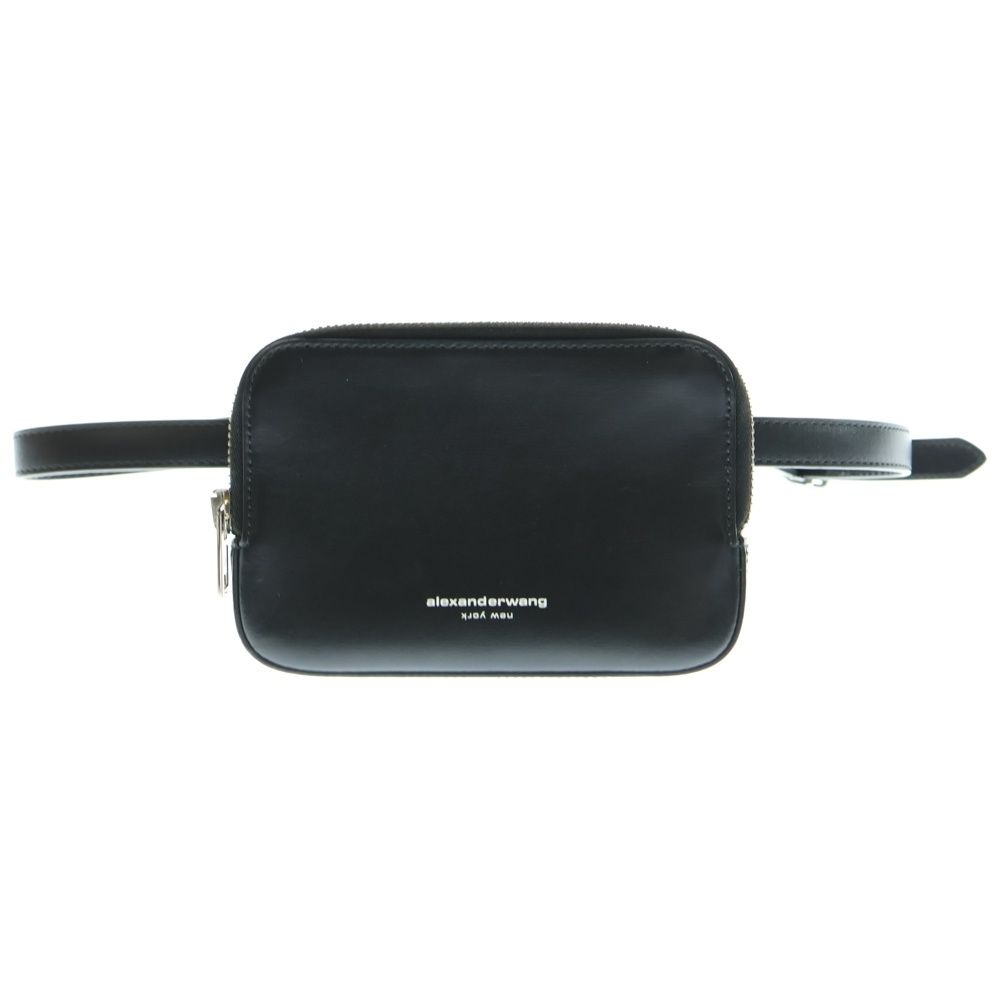 ALEXANDER WANG (アレキサンダーワン) ロゴプリント レザー スクエア クロスボディ バッグ ブラック