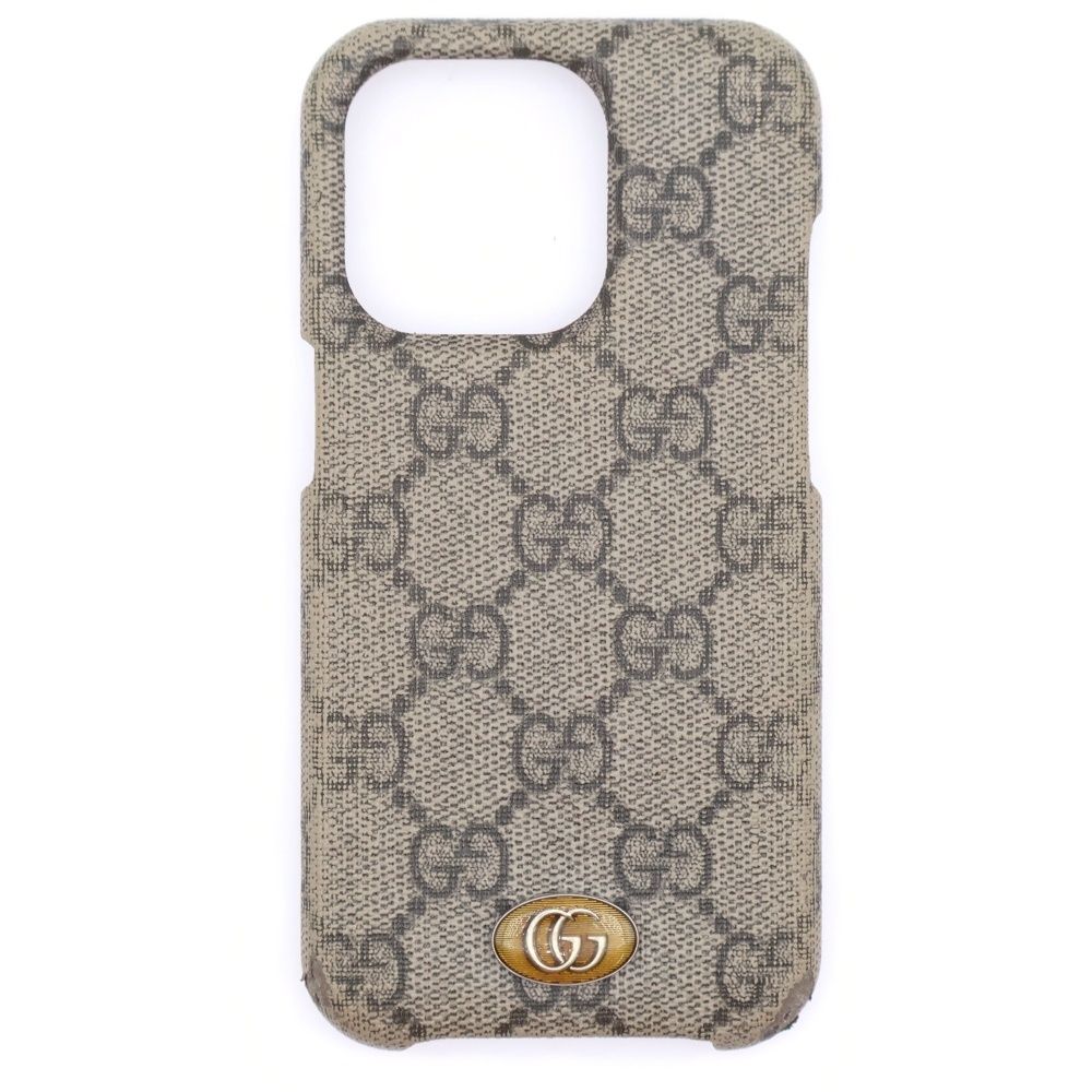 GUCCI (グッチ) GGスプリーム オフィディア iPhone14Pro スマホケース 753610・617664 ベージュ