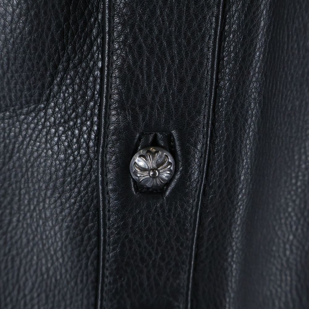 CHROME HEARTS (クロムハーツ) クロスボールボタン レザーシャツ