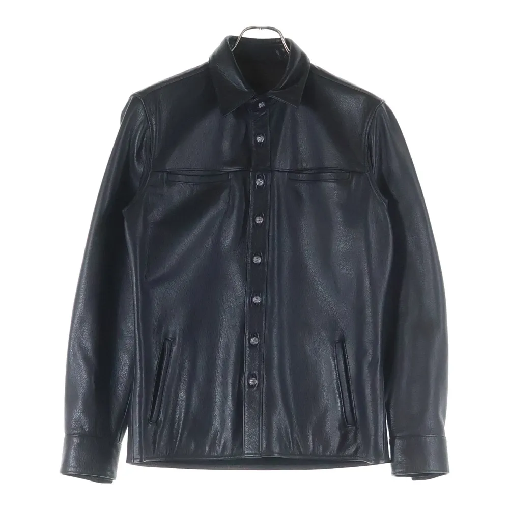 CHROME HEARTS (クロムハーツ) クロスボールボタン レザーシャツ