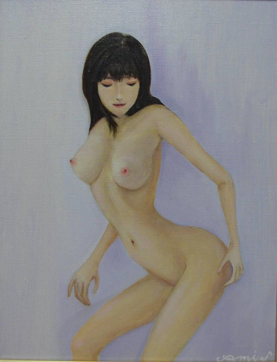 ≪国美協≫しおざわ あみ、『Light Purple』、油彩画、F6号：40,9×31,8cm、油絵一点物、新品高級油彩額付、直筆サイン・真作保証付 67,650円