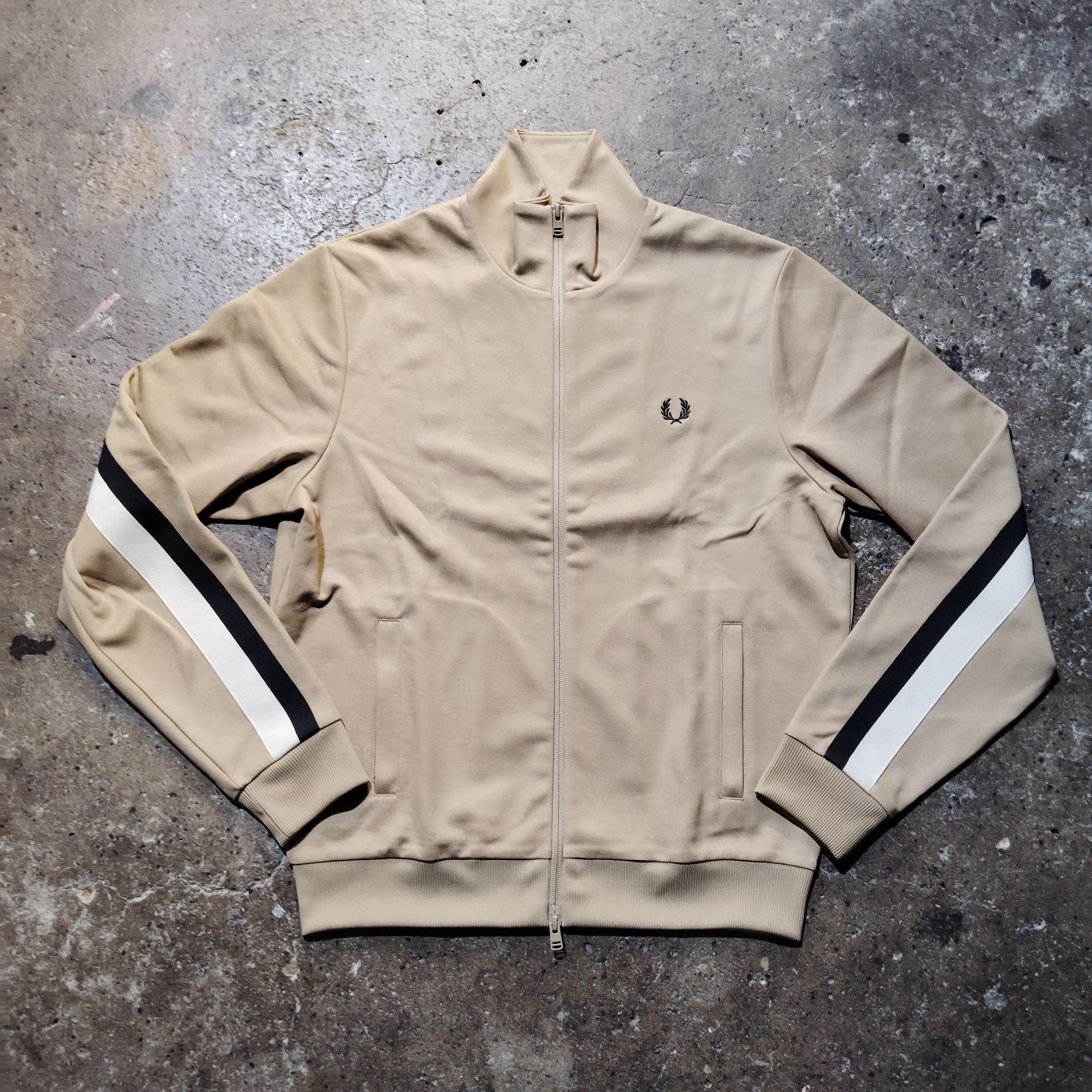 FRED PERRY Tape Datail Collared Track Jacket ベージュ M フレッド