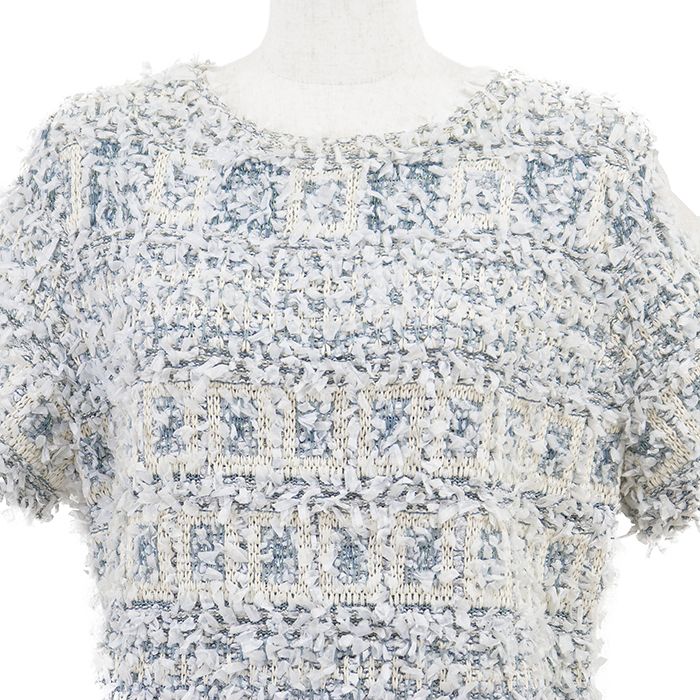 極美品★CHANEL★ツイードニット★ラメ★五部袖★ワンピース 美品】CHANEL シャネル ファンシーツイードワンピース サイズ 40