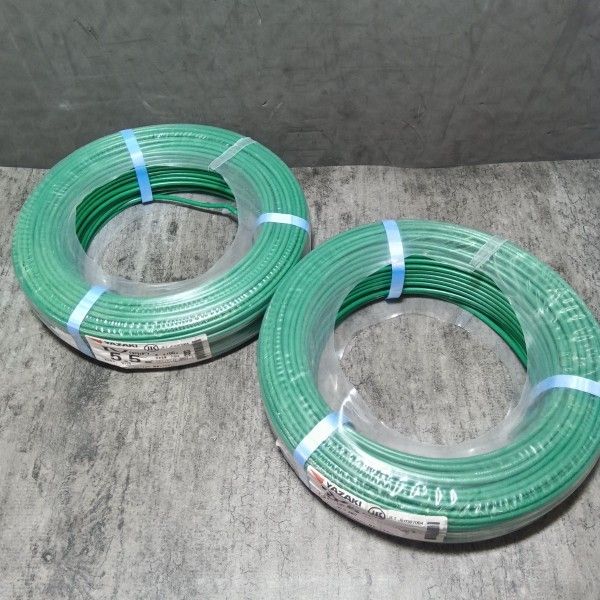 矢崎(YAZAKI) IV5.5 IVケーブル 5.5㎟ 緑シュリンク 100m 2個セット