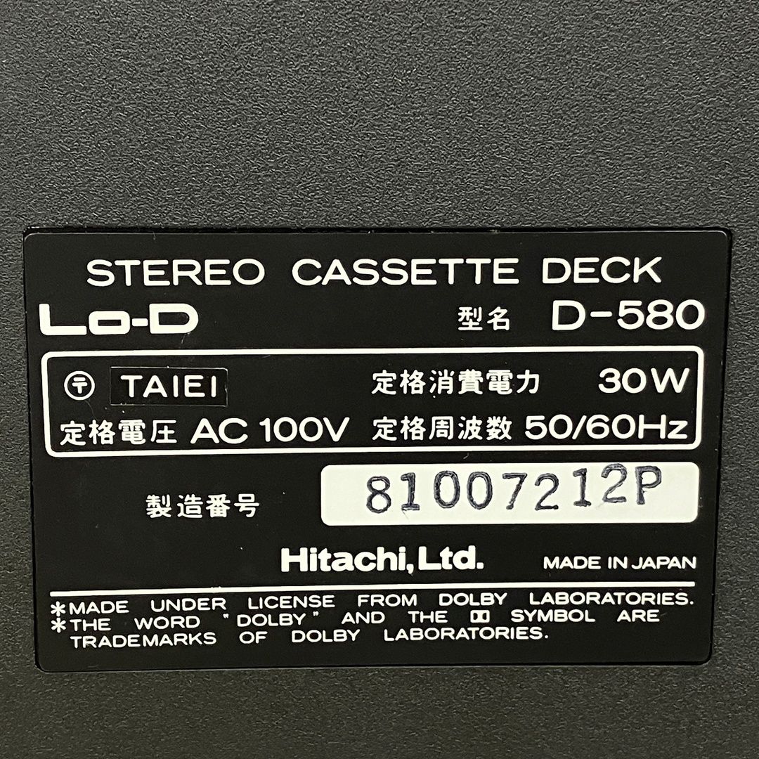 Lo-D D-580 カセットデッキ 音響機材 ローディ ジャンク K11187419