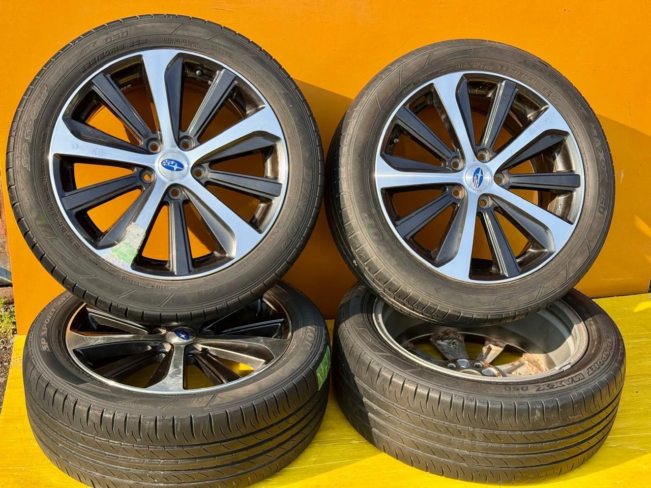 AT-655] 4本 5穴 SUBARU ENKEI ホイール 17X7J ET55 ダンロップ タイヤ 225/50R18 95W★2016/2023/2018★ 溝 6.80ｍｍ エスティマ ACR50/55