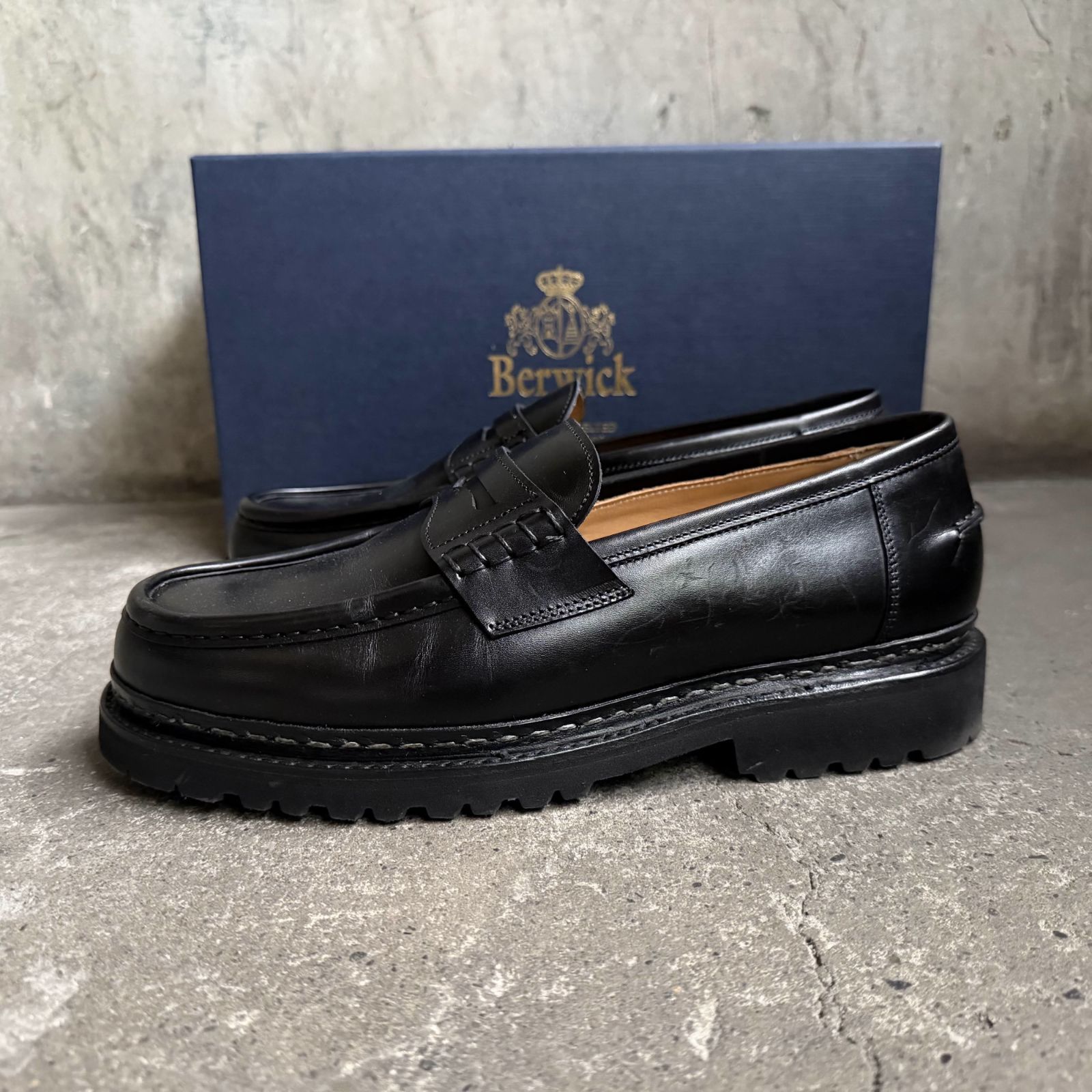 Berwick 5293 レザーローファー BOX CALF ブラック UK6.5 バーウィック