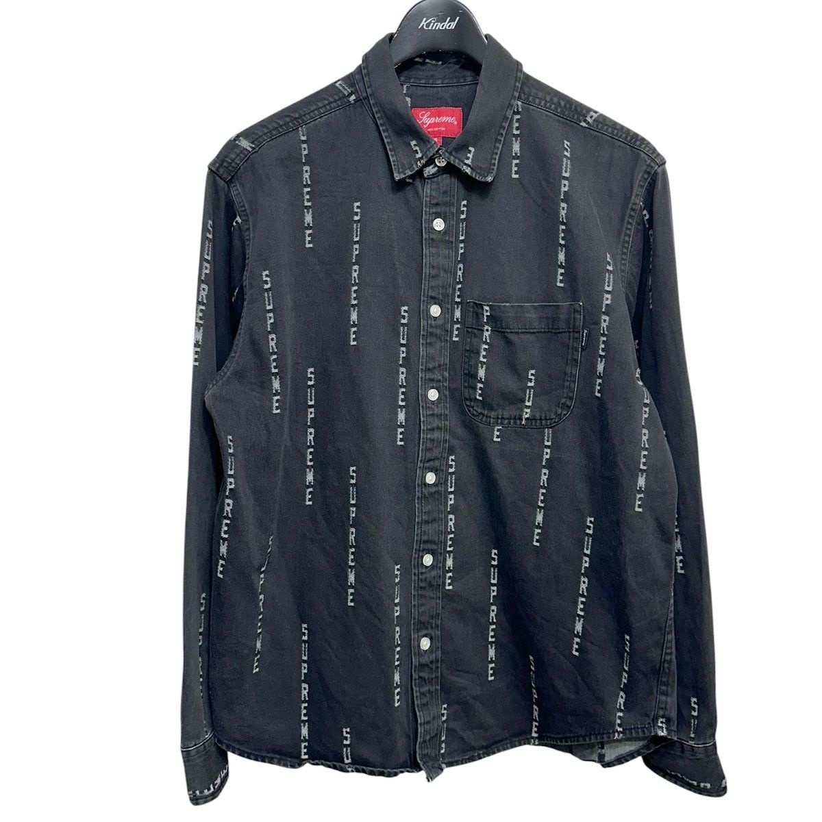 シュプリーム 20AW Logo Stripe Jacquard Denim Shirt ロゴストライプ