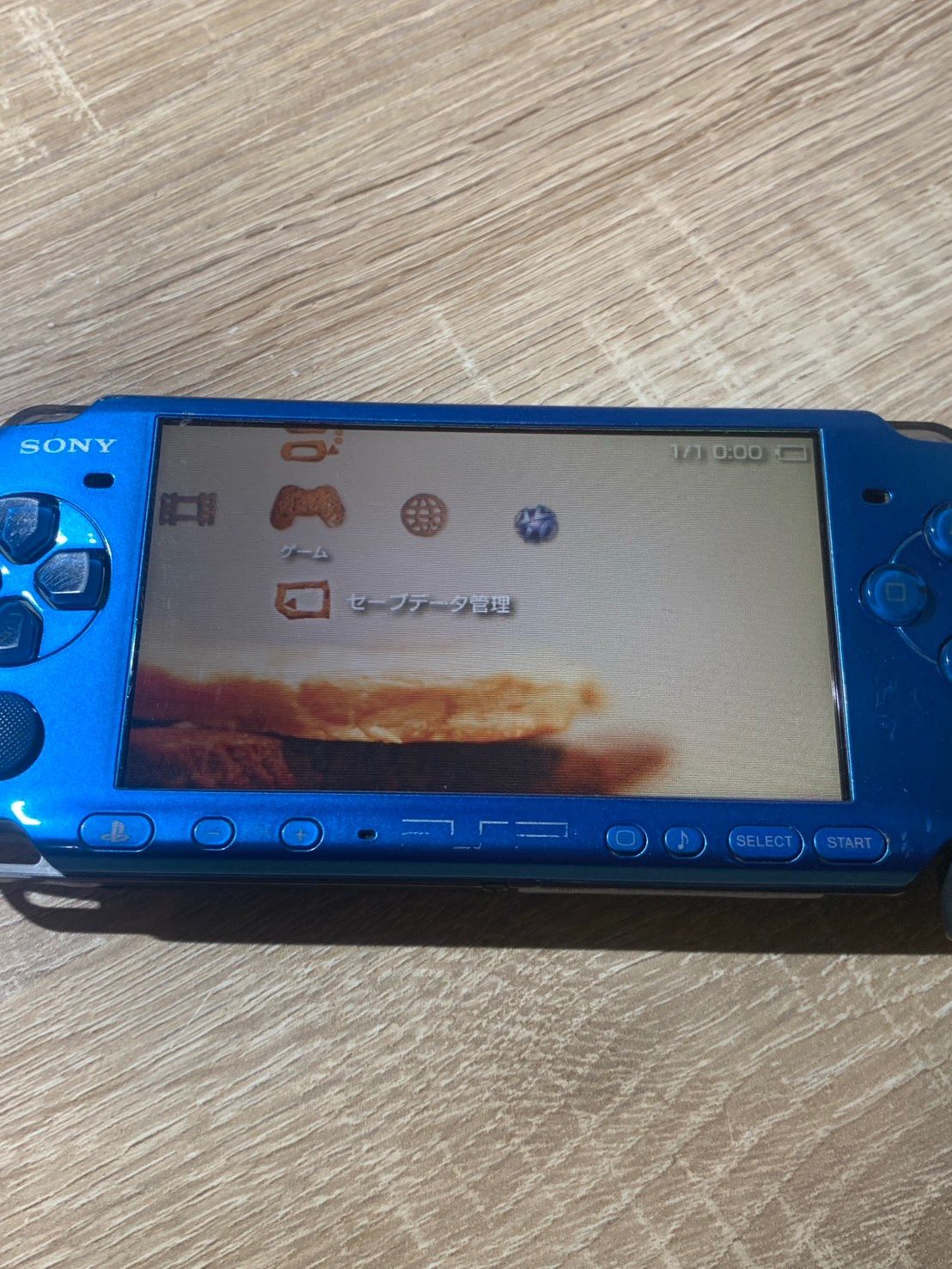 0391 PlayStation ポータブル PSP 3000 バイブラントブルー 動作確認済み やや訳アリ ネ