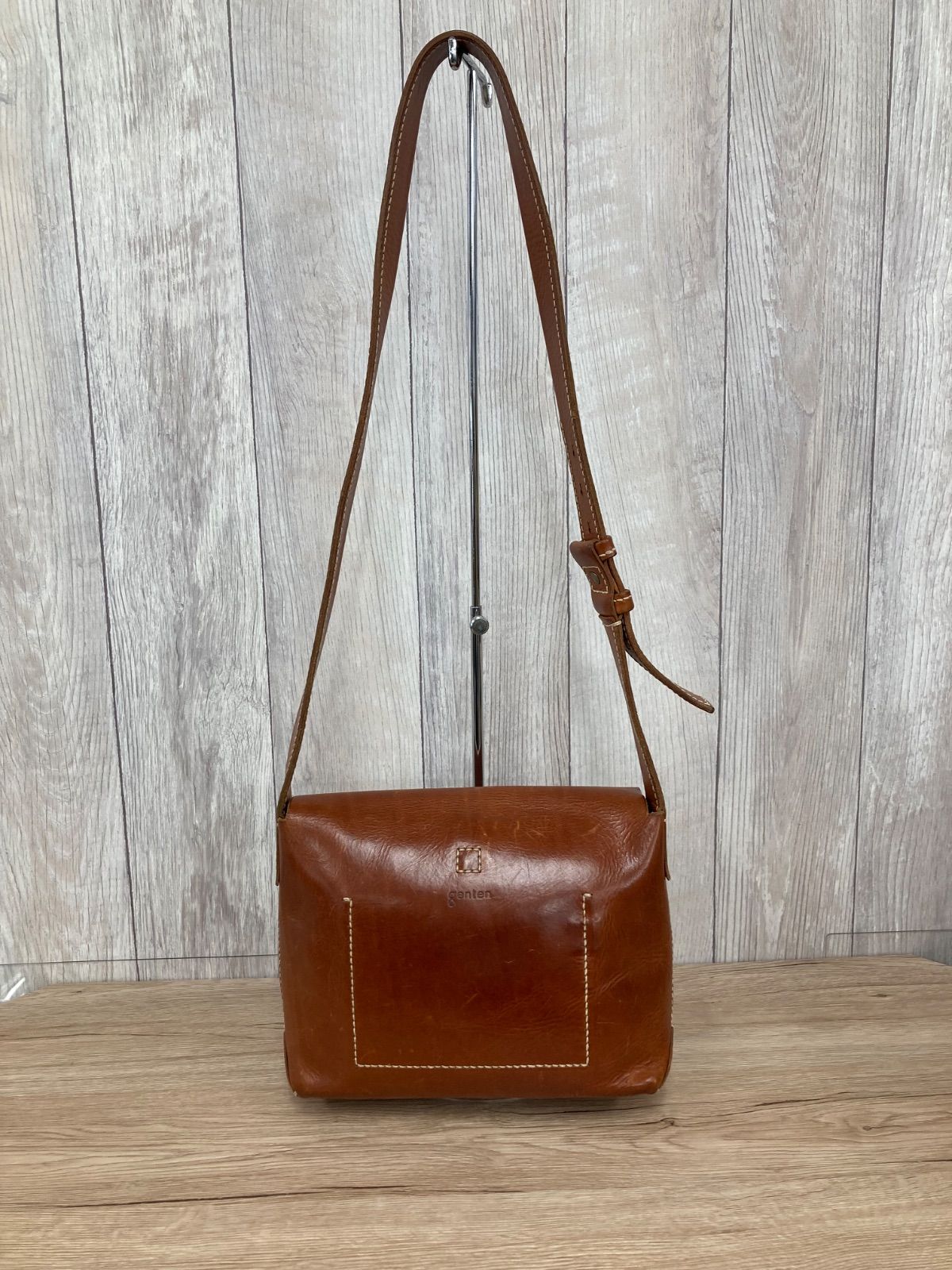 genten ゲンテン ショルダーバッグ レザー - 美品 メッセンジャー 鞄 