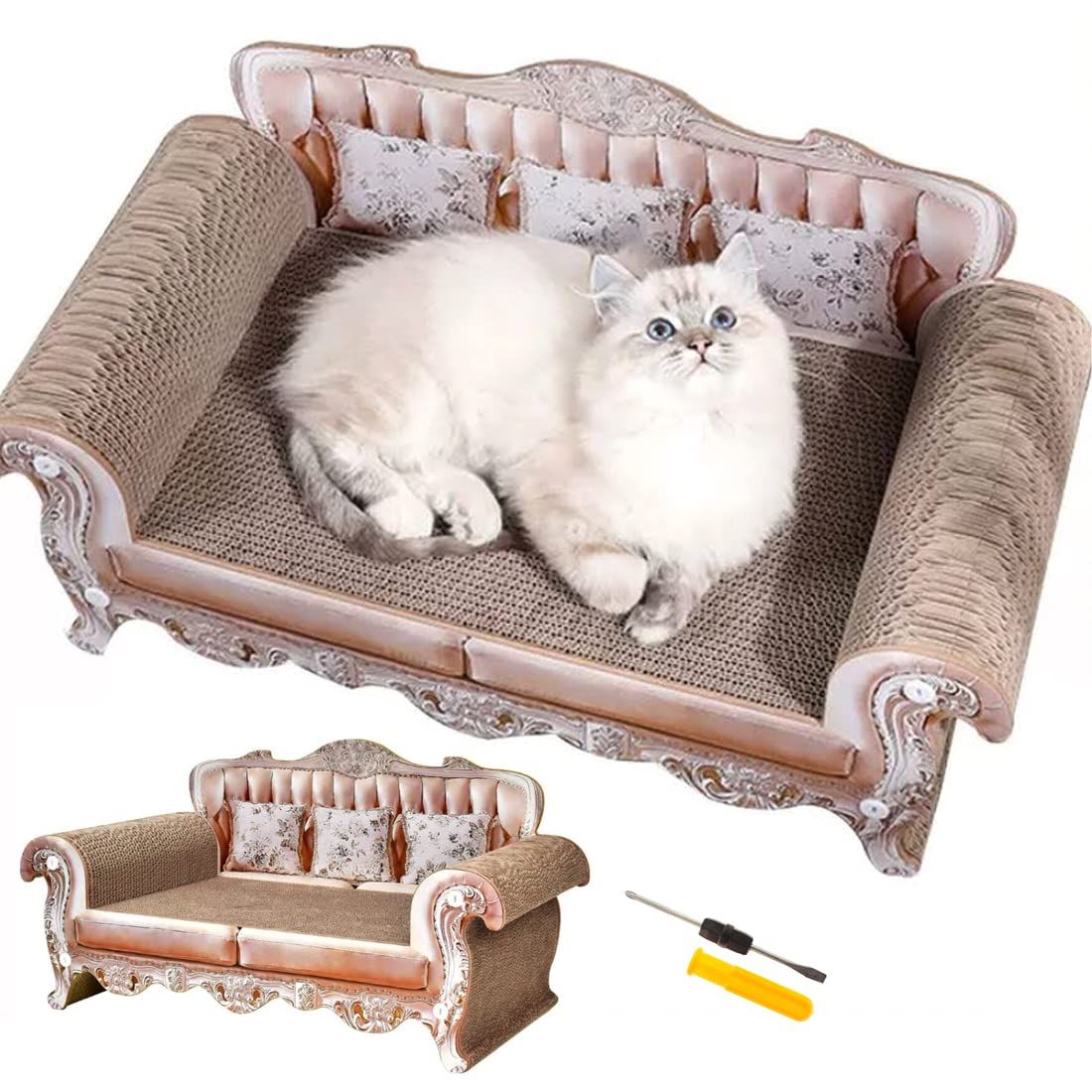 ZAIDEA 猫 爪とぎ ベッド ソファ ねこ ペット おもちゃ ストレス解消 爪研ぎ つめとぎ ダンボール 大型用 70×28×31 薄ピンク