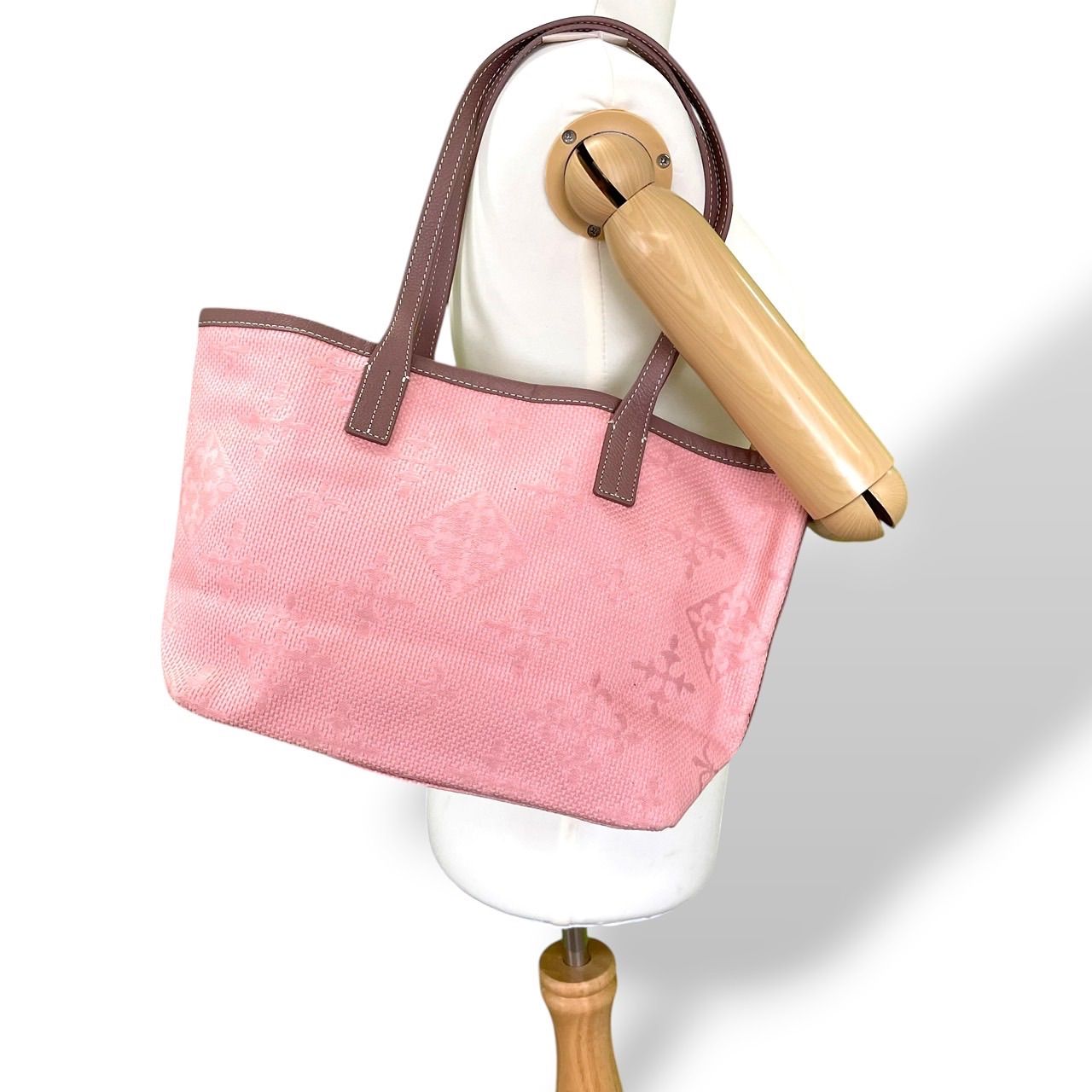 完売品russet　ラシット 刺し子2WAYジャガードトートバッグ Sumire 美品 A4収納可 russet ラシット トートバッグ 刺し子 ジャガード