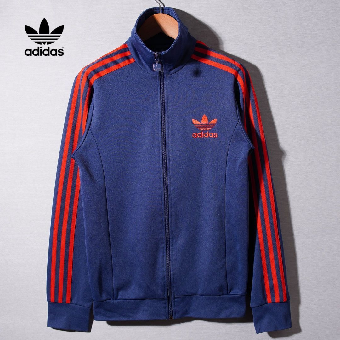 adidasトラックジャケットレトロマルチカラーブルー青赤ジャージハイネック古着 adidas - 美品00s】アディダス刺繍トラックジャケット古着ジャージ