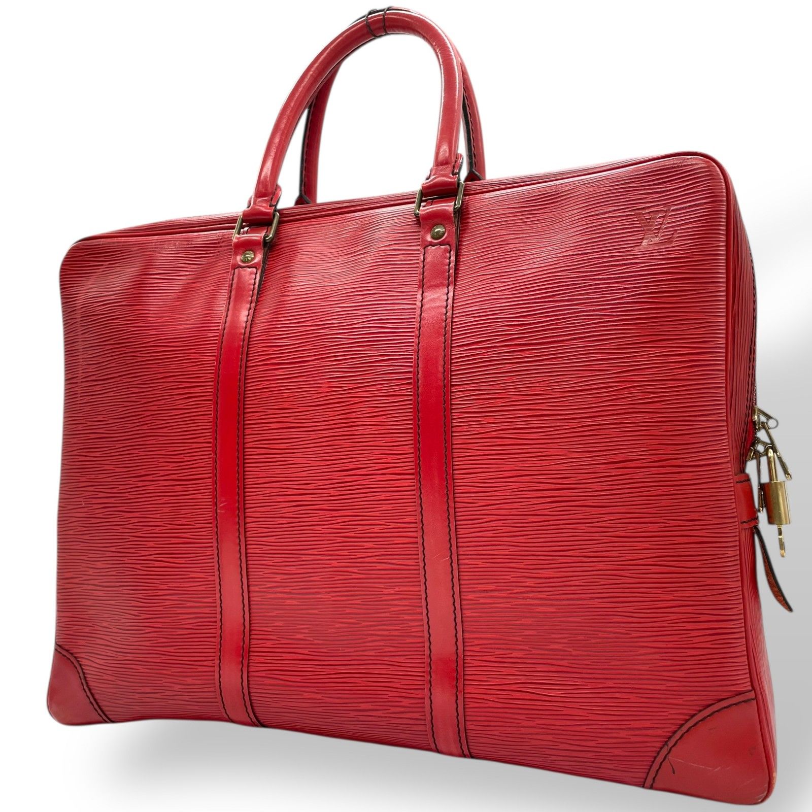 Louis Vuitton Louis Vuitton Epi Briefcase Business Bag Handbag Leather Genuine Leather Red Red Gold Hardware Men's Women's Unisex Vintage Classic Elegant Commuter Business A4 Storage Freestanding B