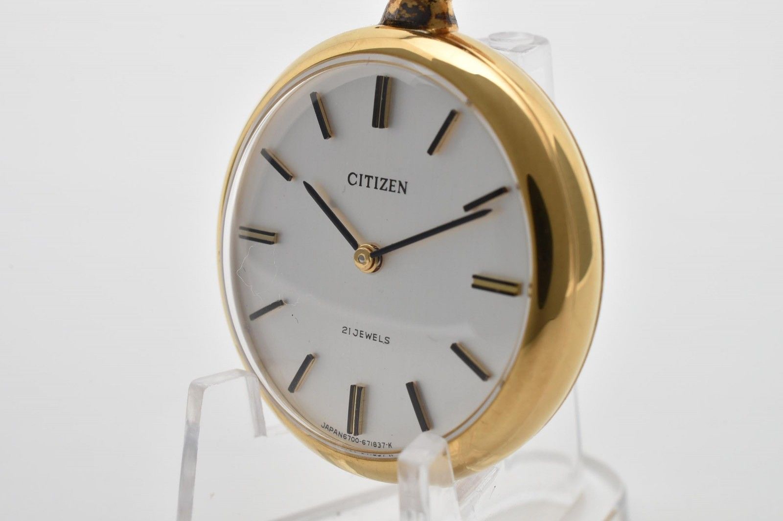 シチズン CITIZEN 懐中時計 21石 手巻き ホワイト文字盤 18Kコート ゴールドカラー ポケットウォッチ ヴィンテージ