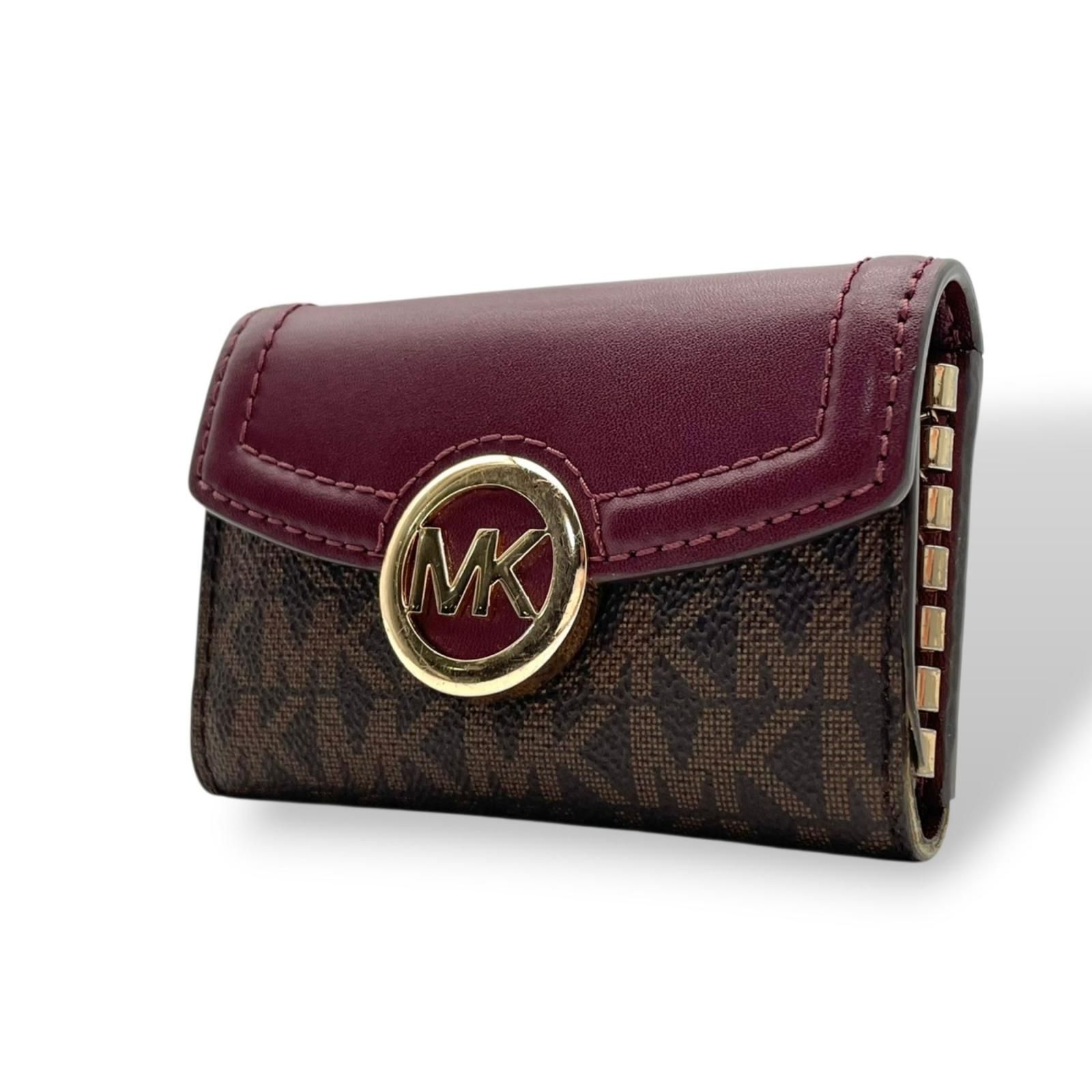 マイケルコース MICHAEL KORS キーケース 6連 MKシグネチャー バイカラー オレンジ系 ブラウン ゴールド 【中古】Sランク 良品 マイケルコース MICHAEL KORS キーケース 鍵入れ 6連 MK