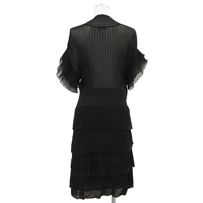 【美品】CHANEL シャネル トップス P38974 ニット ツイード フリル ウール混 サイド ジップ レディース サイズ 40 ブラック 黒 イタリア製 カール・ラガーフェルド期 CHANEL - 【美品】CHANEL シャネル トップス P38974 ニット ツイード