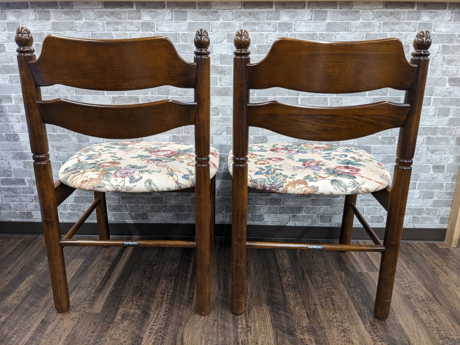 カリモク家具◇ダイニングチェア コロニアル 花柄 レトロ Karimoku
