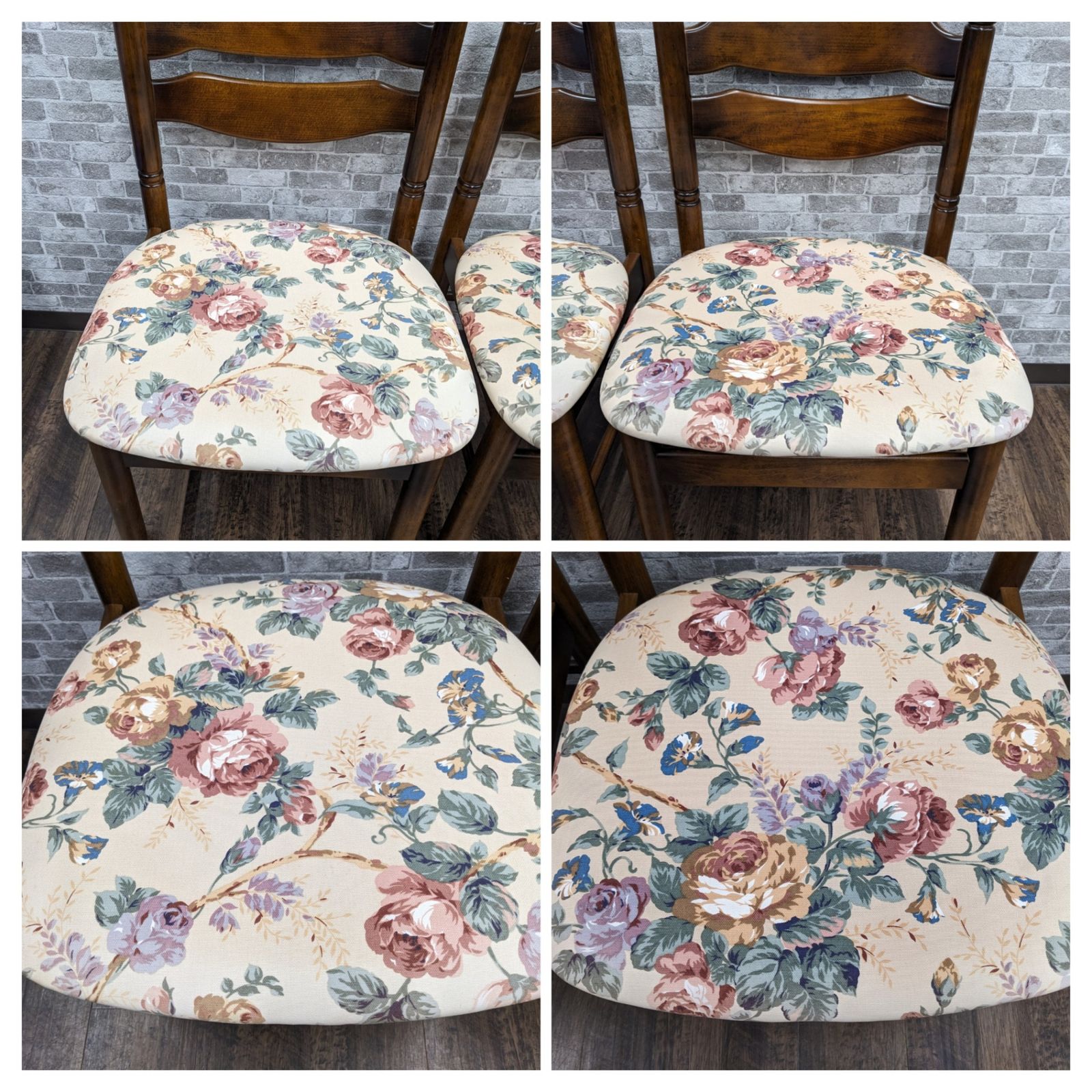 カリモク家具◇ダイニングチェア コロニアル 花柄 レトロ Karimoku