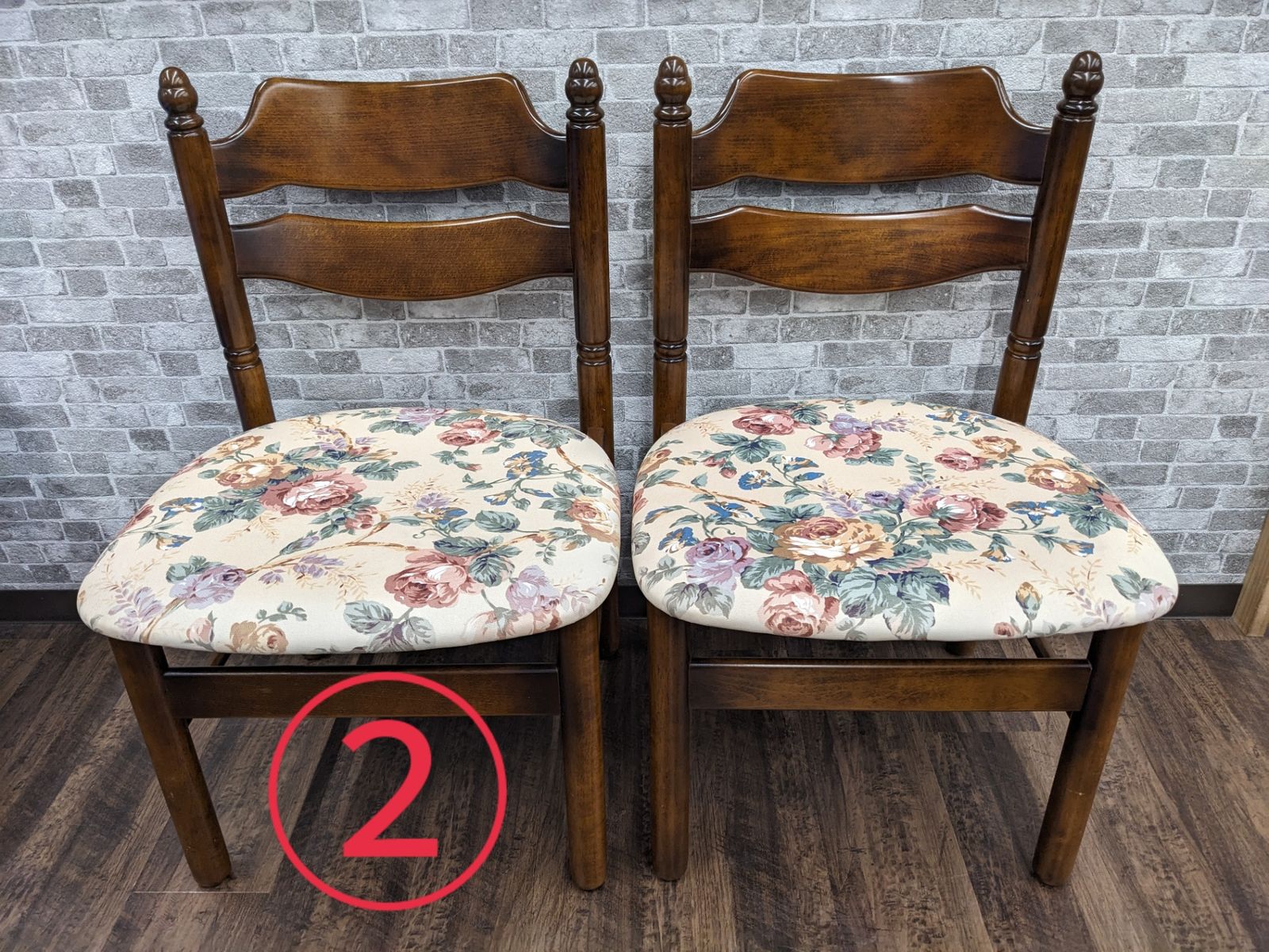 カリモク家具◇ダイニングチェア コロニアル 花柄 レトロ Karimoku