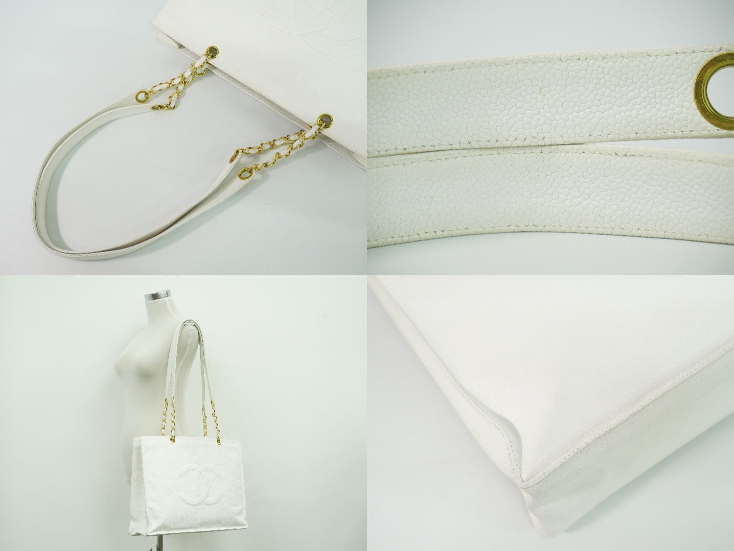 本物 シャネル CHANEL トリプル ココマーク ショルダーバッグ トートバッグ キャビアスキン レザー ベージュ Coco Mark バッグ 中古 シャネル(CHANEL)シャネル トリプルココマーク ショルダーバッグ