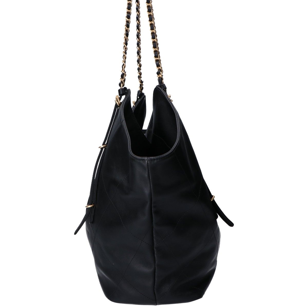 CHANEL シャネル 25SS AS5463 ﾒﾀﾙﾌﾟﾚｰﾄ ﾌﾞﾗｯｸ ｶｰﾌｽｷﾝ ｳﾞｨﾝﾃｰｼﾞｺﾞｰﾙﾄﾞ