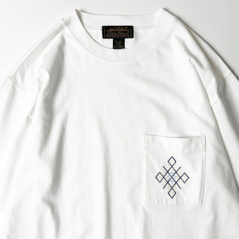90s 黒タグ Eddie Bauer 刺繍入り ポケット付き 半袖 Tシャツ M / 90